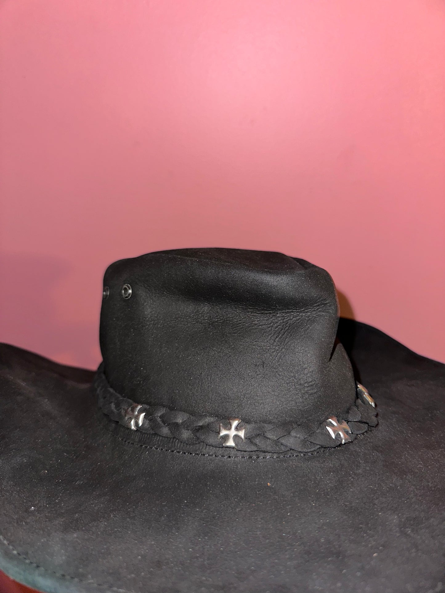 GIDDY UP leather cowboy hat *VINTAGE + 100% GENUINE LEATHER