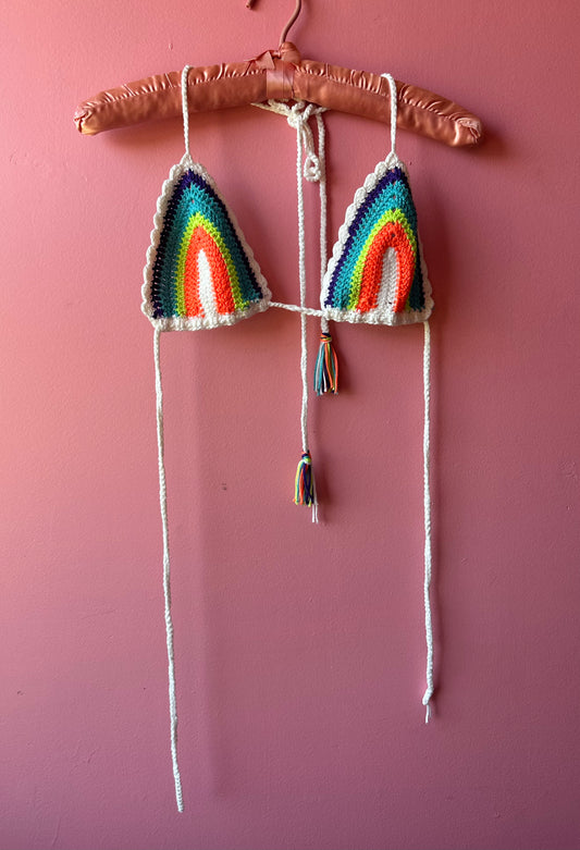 END OF THE RAINBOW crochet top, small