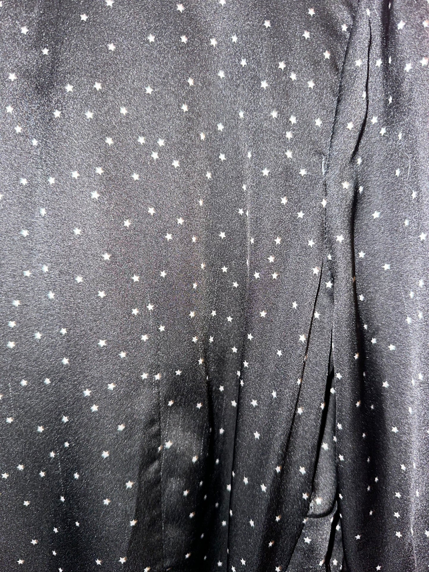 A STAR IS BORN satin polka dot wrap dress, medium >> black + white