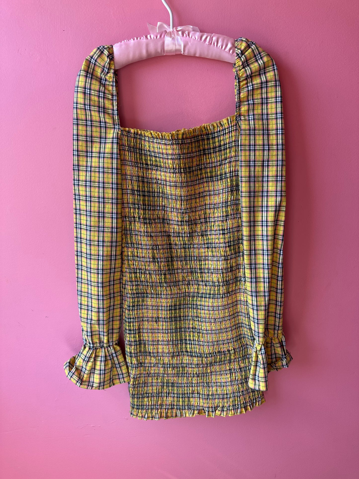 AS IF smocked mini dress, small >> fall gingham