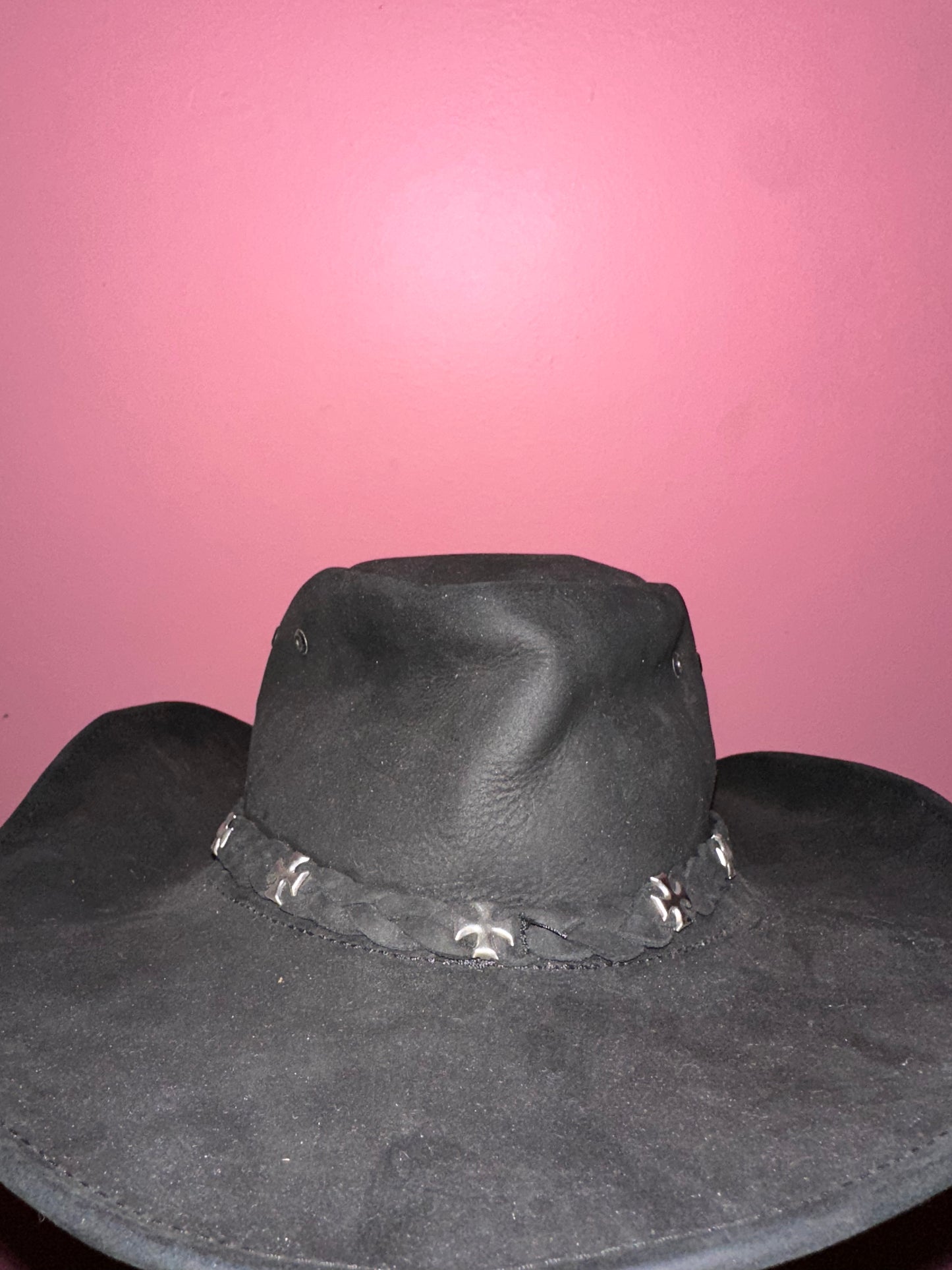 GIDDY UP leather cowboy hat *VINTAGE + 100% GENUINE LEATHER