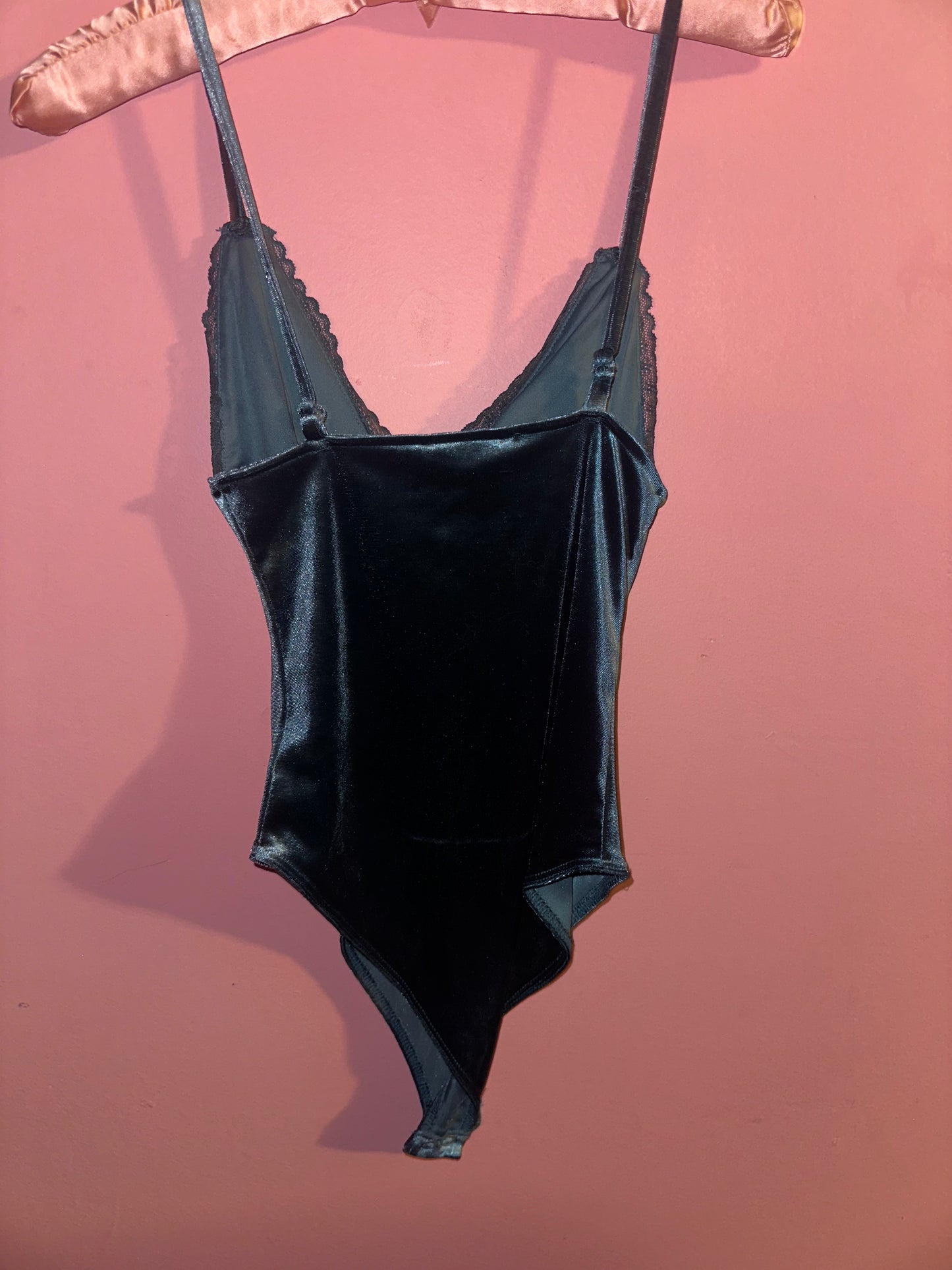 STORMY blue velvet bodysuit, small