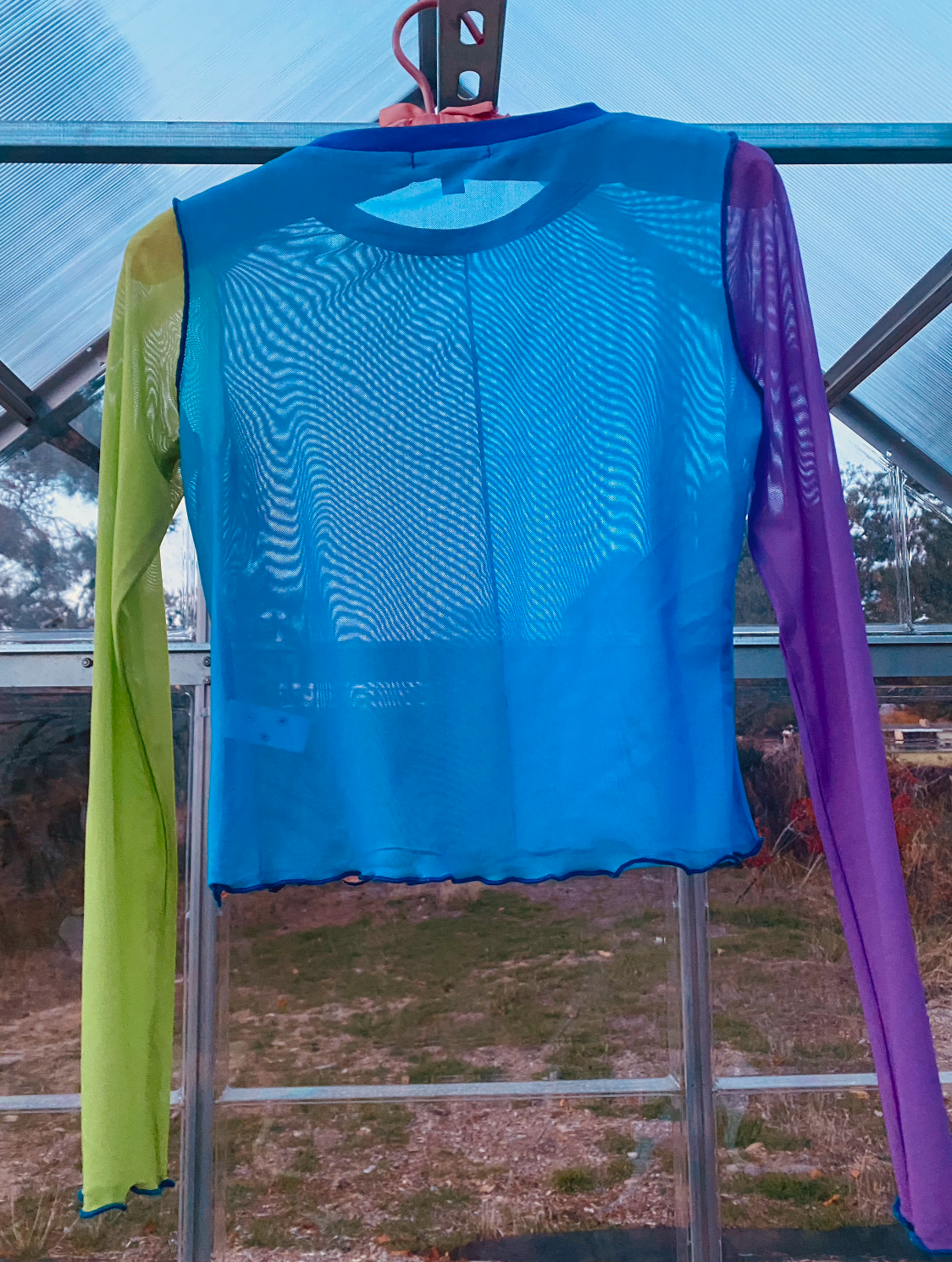 Color block mesh top