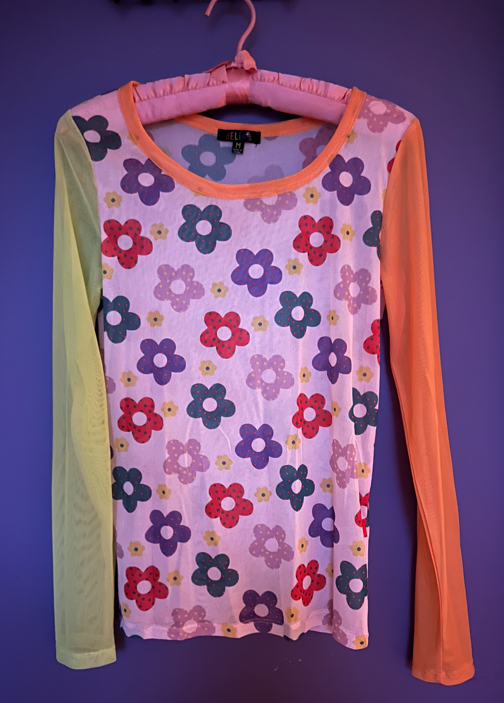 Floral Color block mesh top