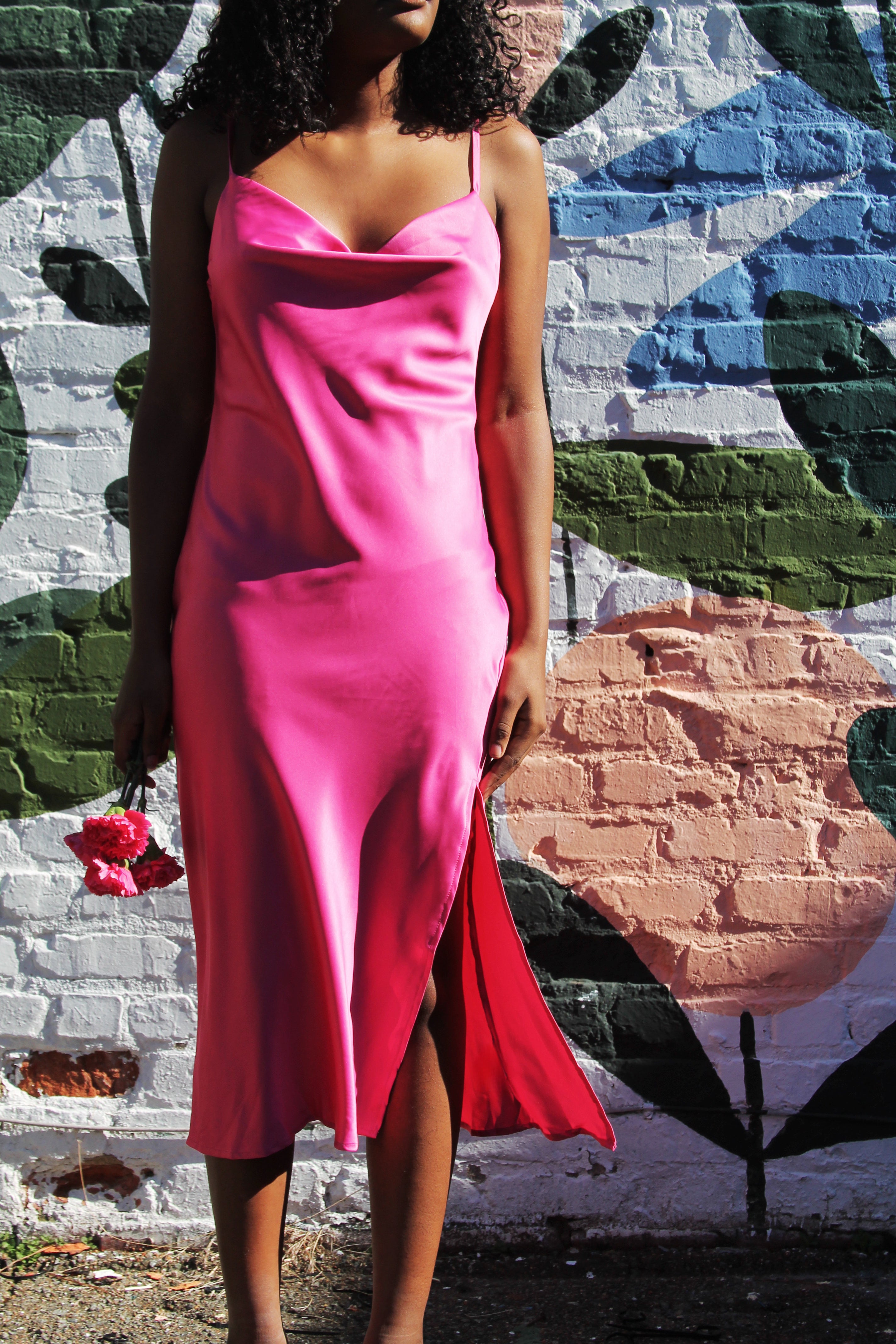 chinese dress ladies BUBBLEGUM hot pink slip dress, small – Foxy Fable