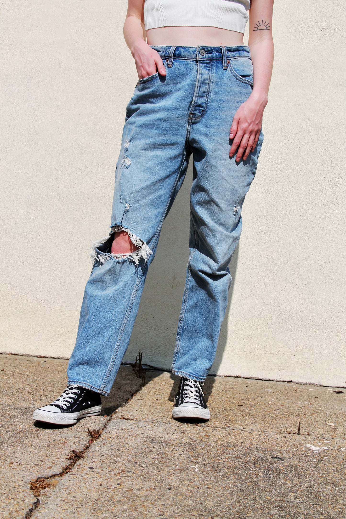 CARPE DIEM high rise medium wash denim, size 28