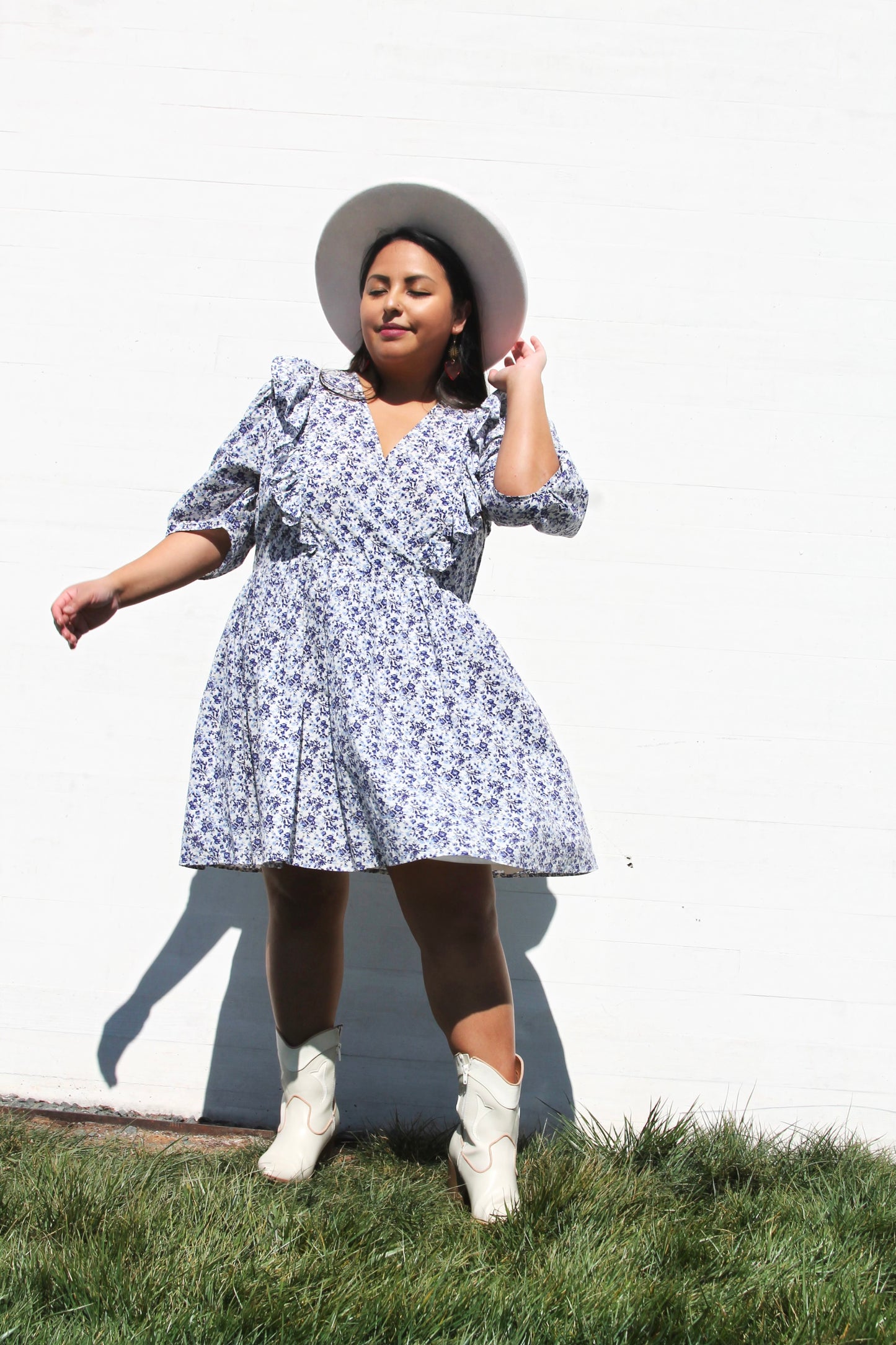 SWEET DISPOSITION ruffled floral sun dress, large