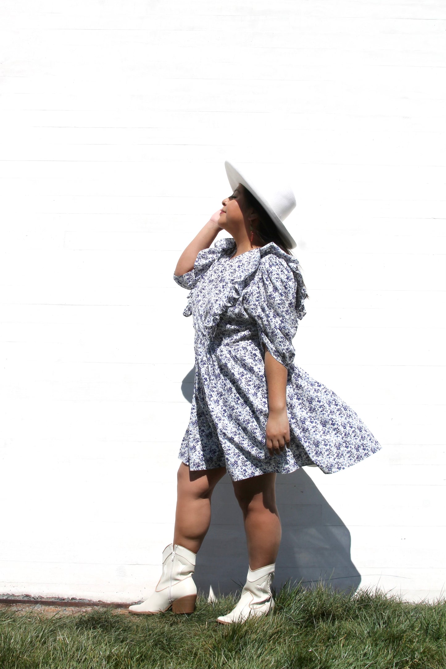 SWEET DISPOSITION ruffled floral sun dress, large