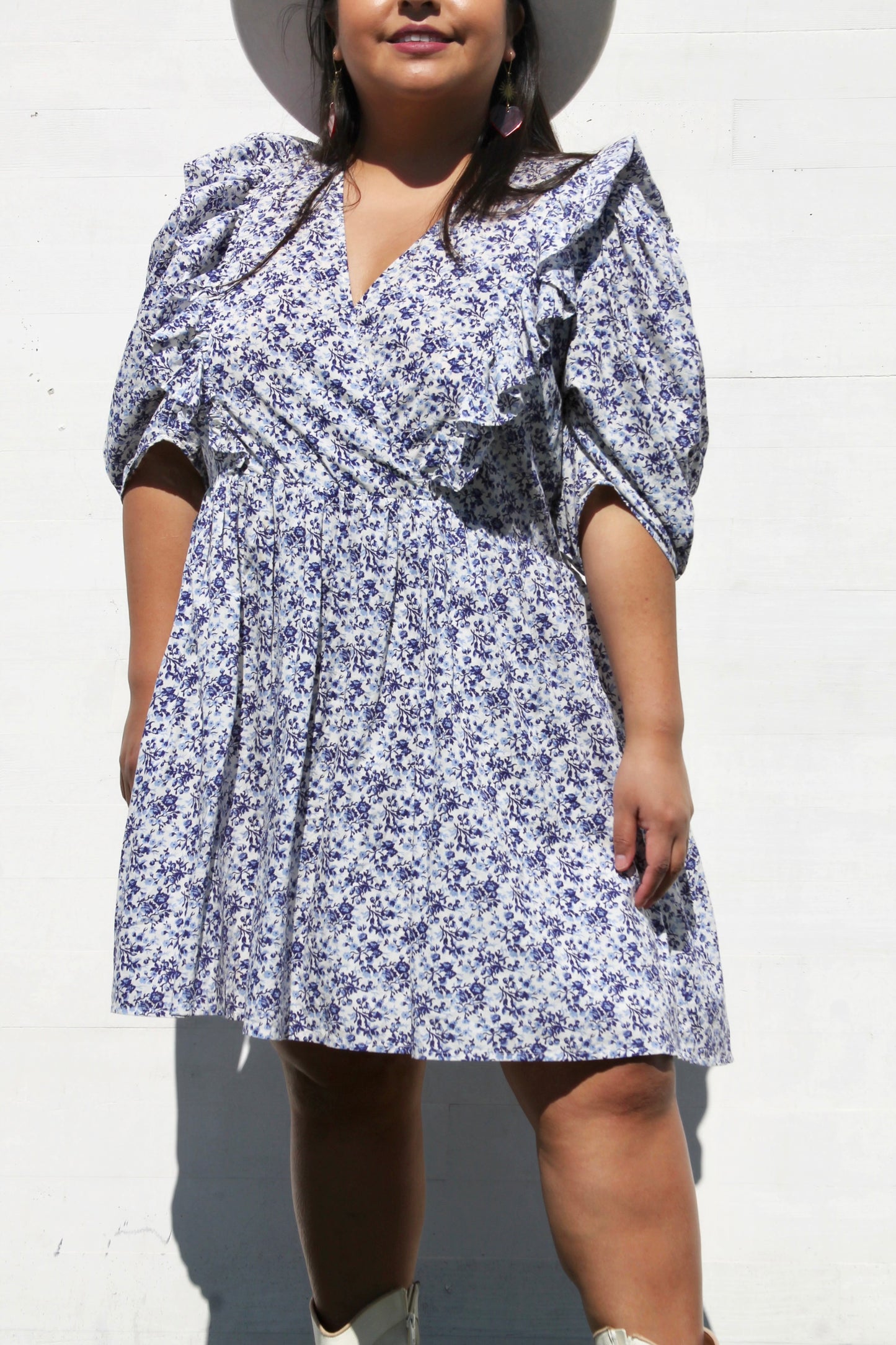 SWEET DISPOSITION ruffled floral sun dress, large