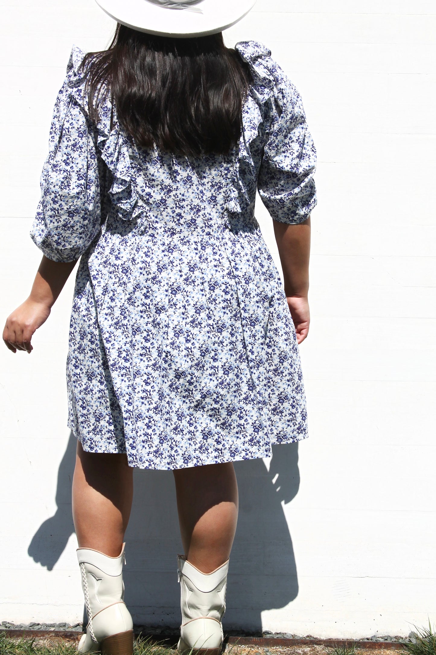 SWEET DISPOSITION ruffled floral sun dress, large