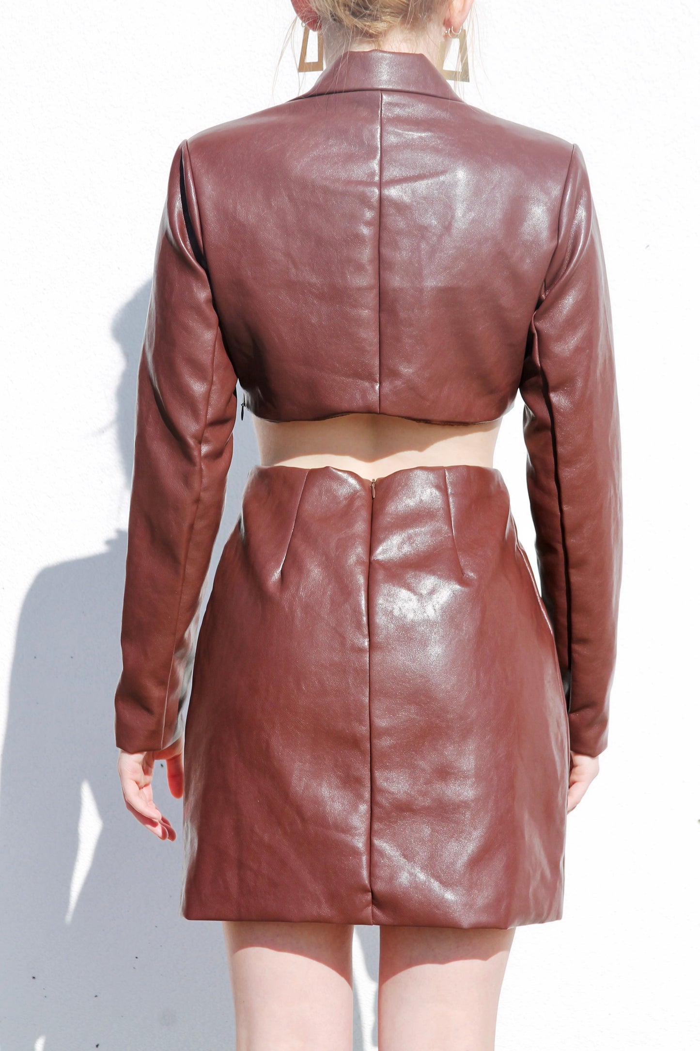 Double Agent vegan leather blazer dress