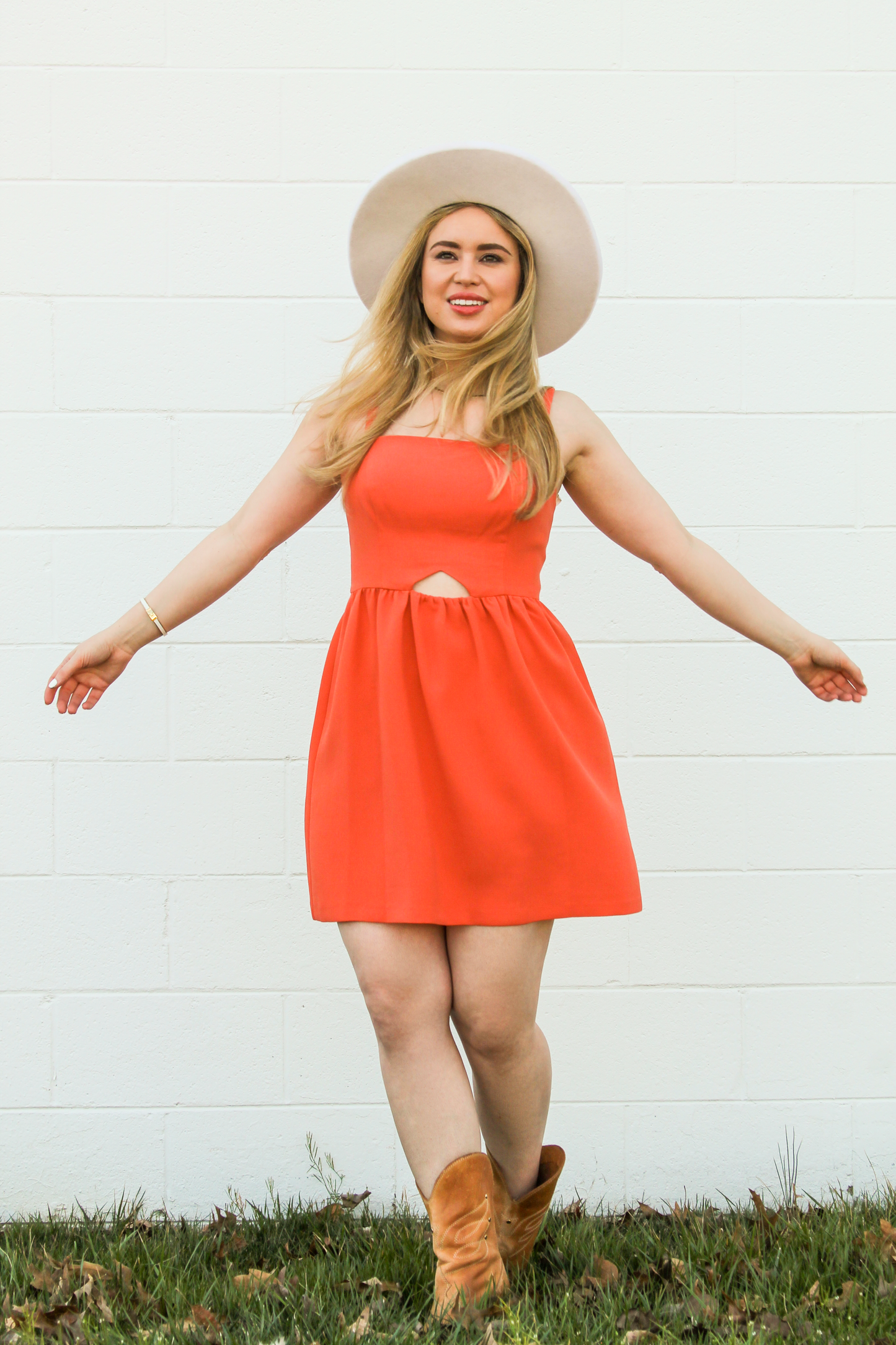 Molly orange cut out dress