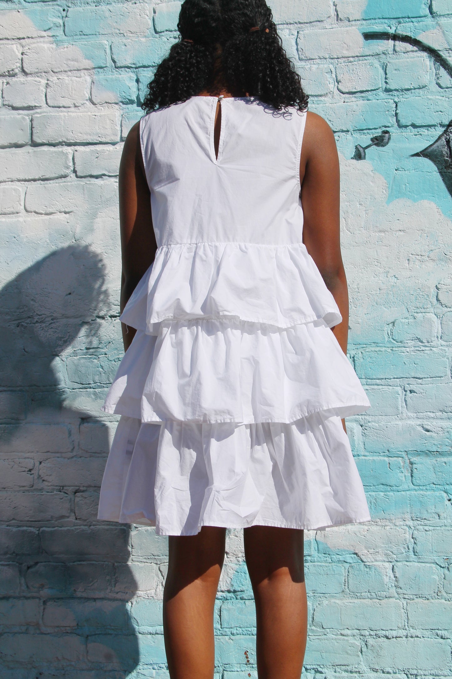 WONDER WHEEL tiered ruffle mini dress, small