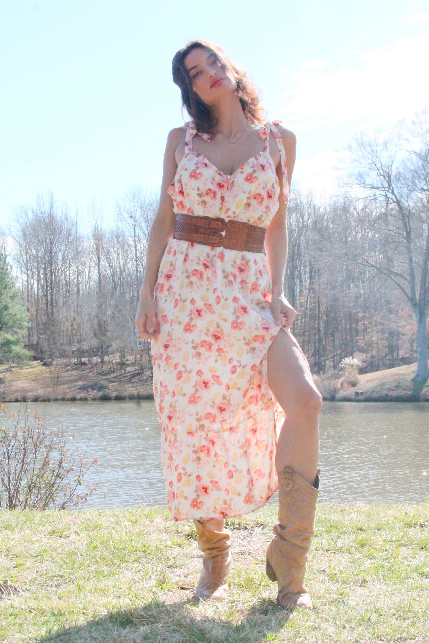 CHERRY BLOSSOM floral midi dress, XL