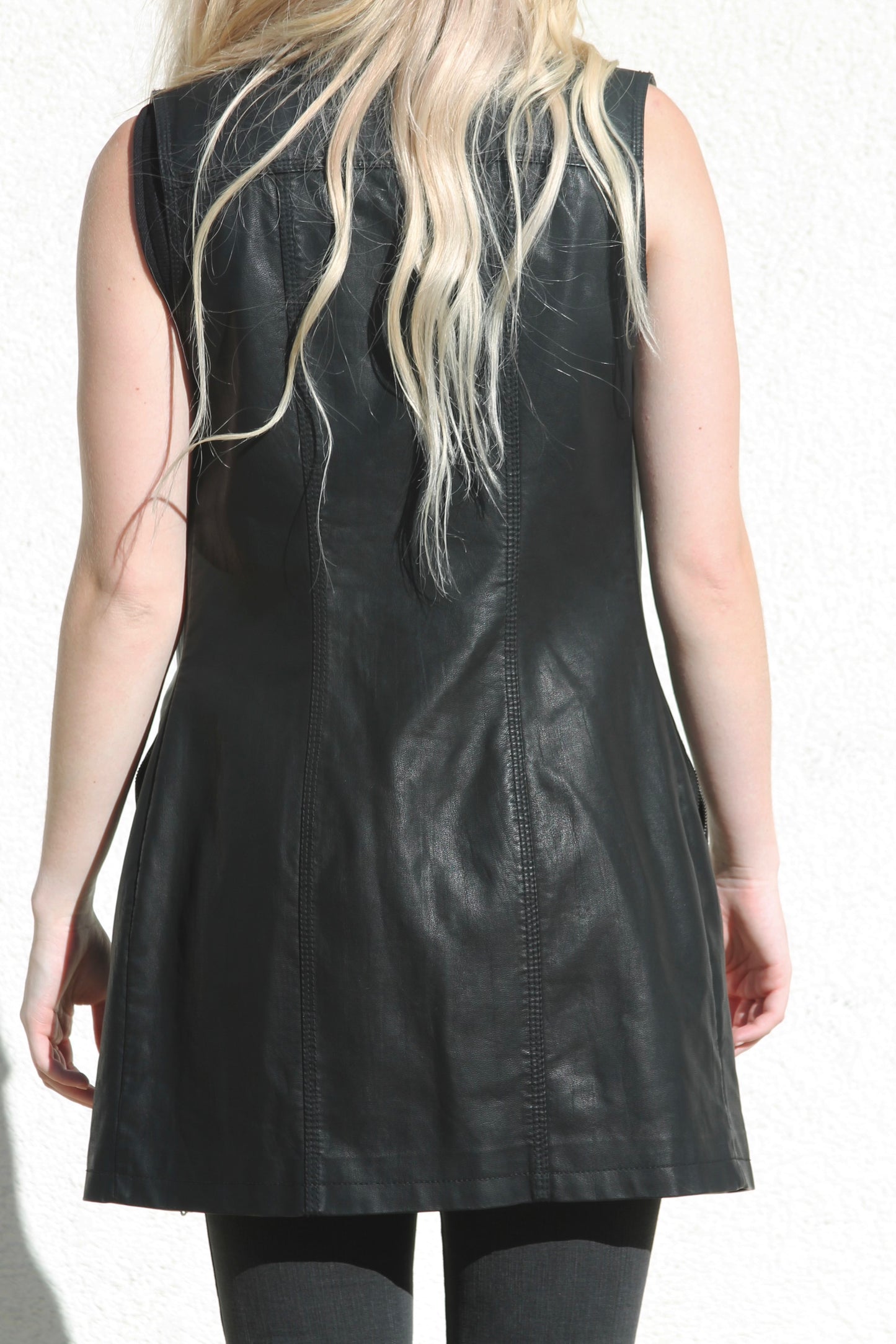 Night Out vegan leather vest dress, small