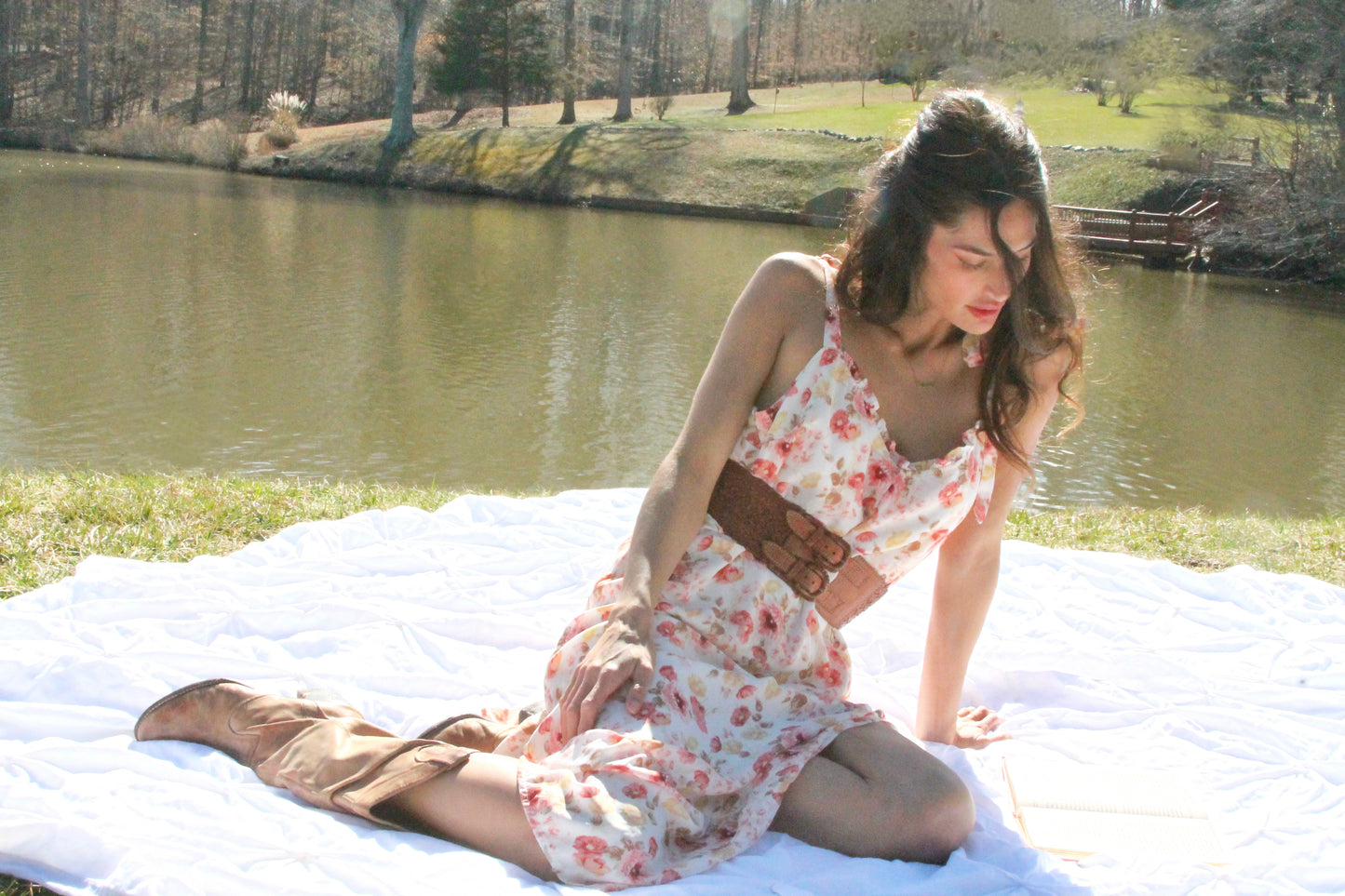 CHERRY BLOSSOM floral midi dress, XL