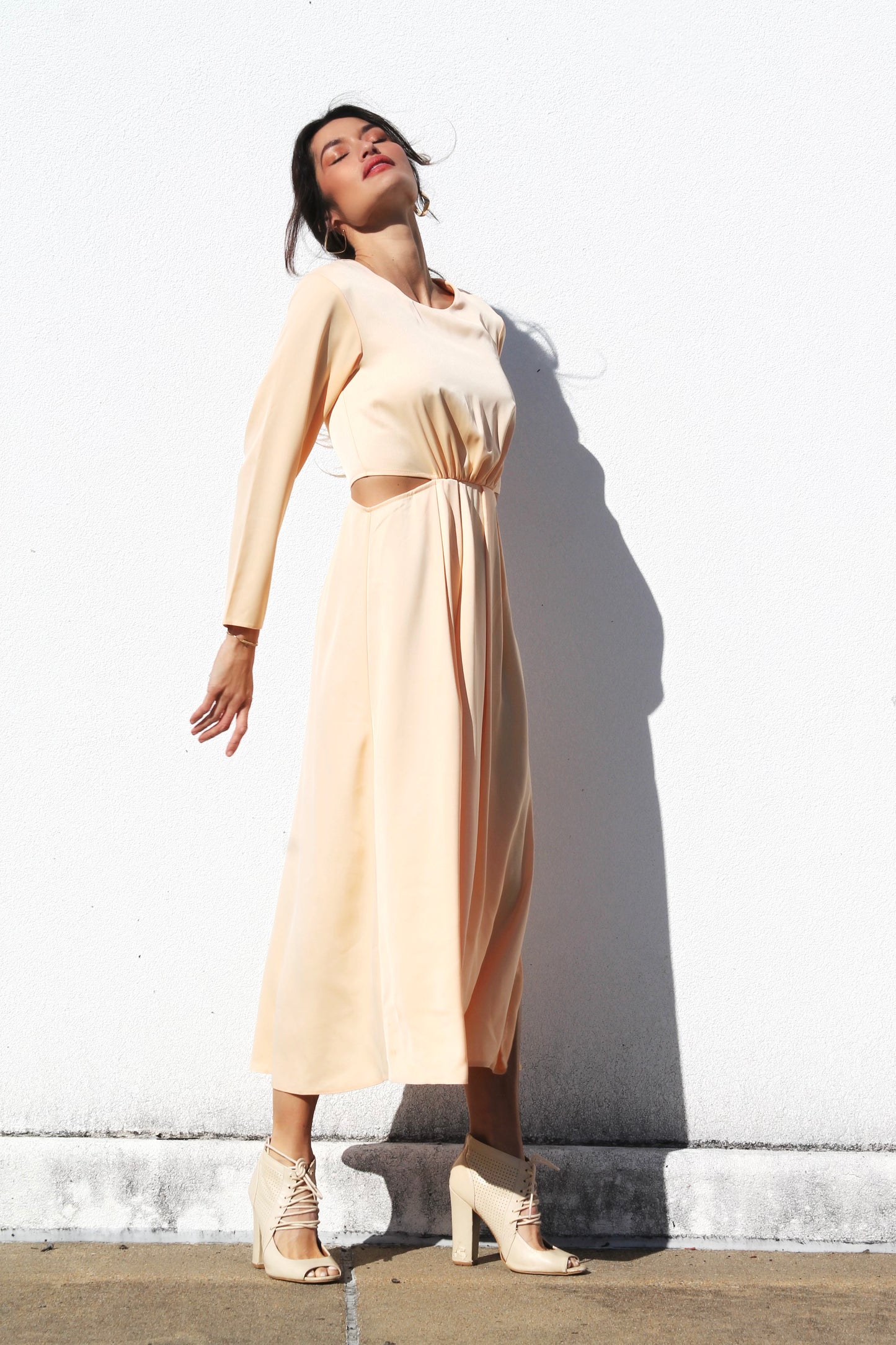 PRETTY WOMAN midi dress with playful cut outs, size 6