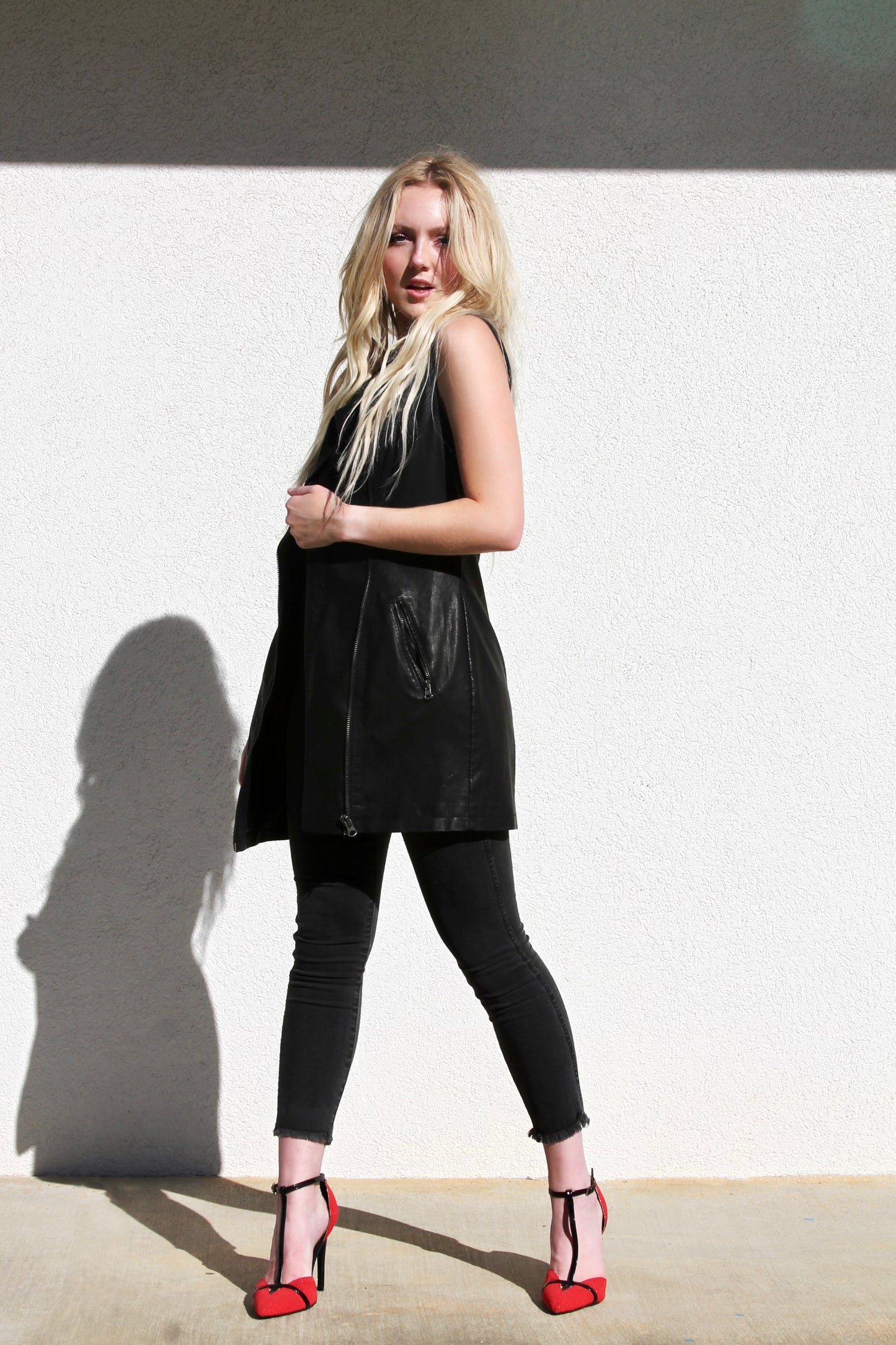 Night Out vegan leather vest dress, small