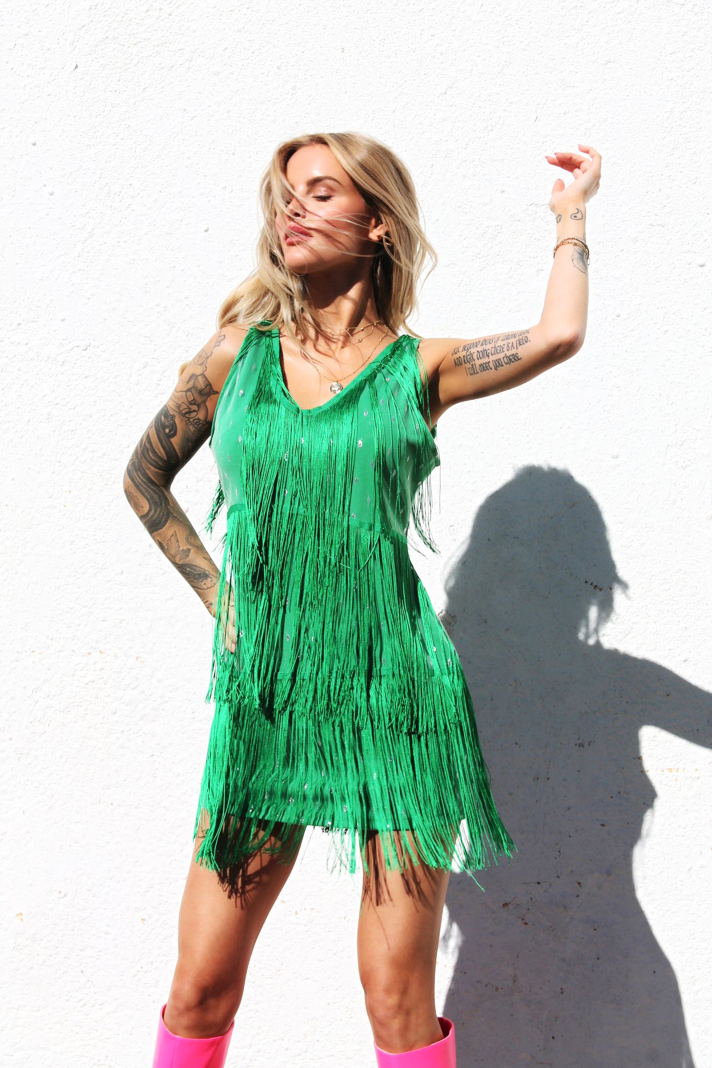 UNBRIDLED, fringe mini dress, XL