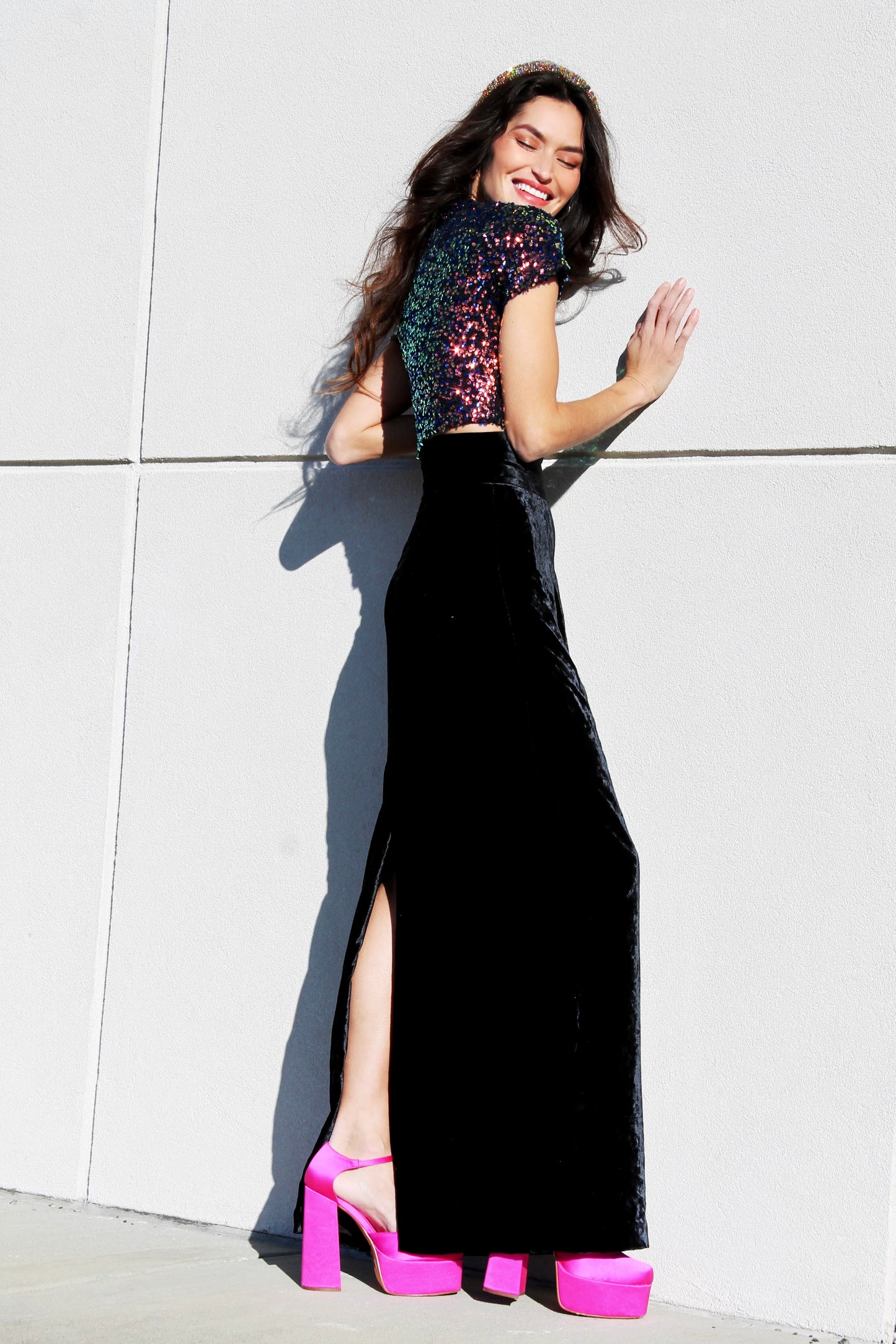 DRAMA QUEEN ribcage velvet maxi skirt, small
