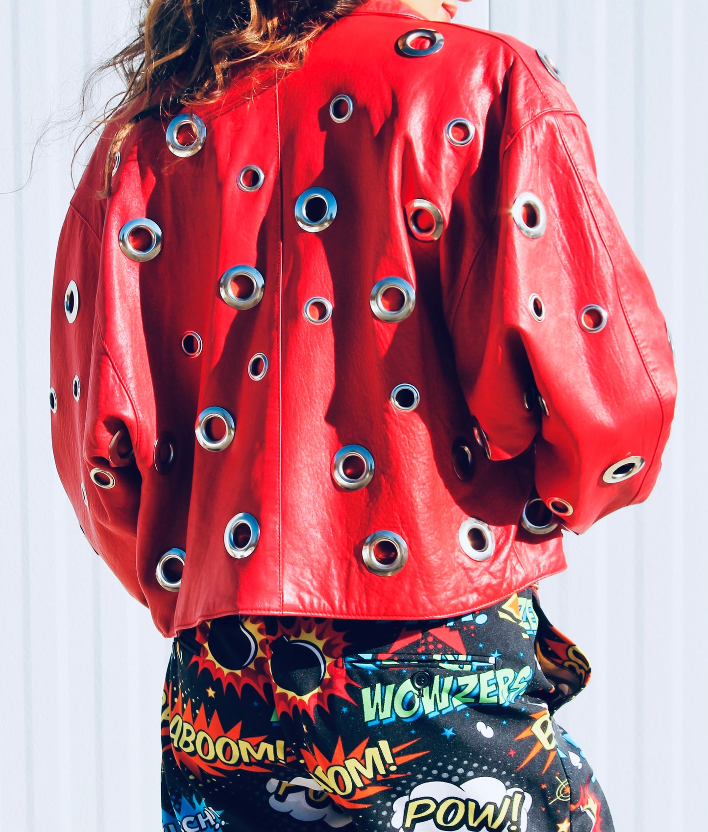 YOUNG AND RECKLESS leather moto jacket *VINTAGE + 100% GENUINE LEATHER* >> candy apple red