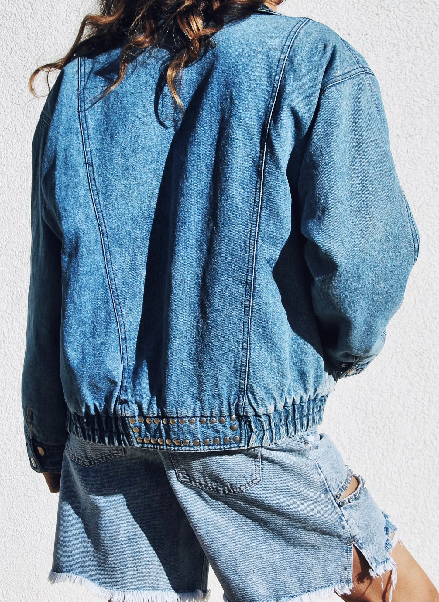 DAREDIVA studded denim bomber,  size small  *VINTAGE*