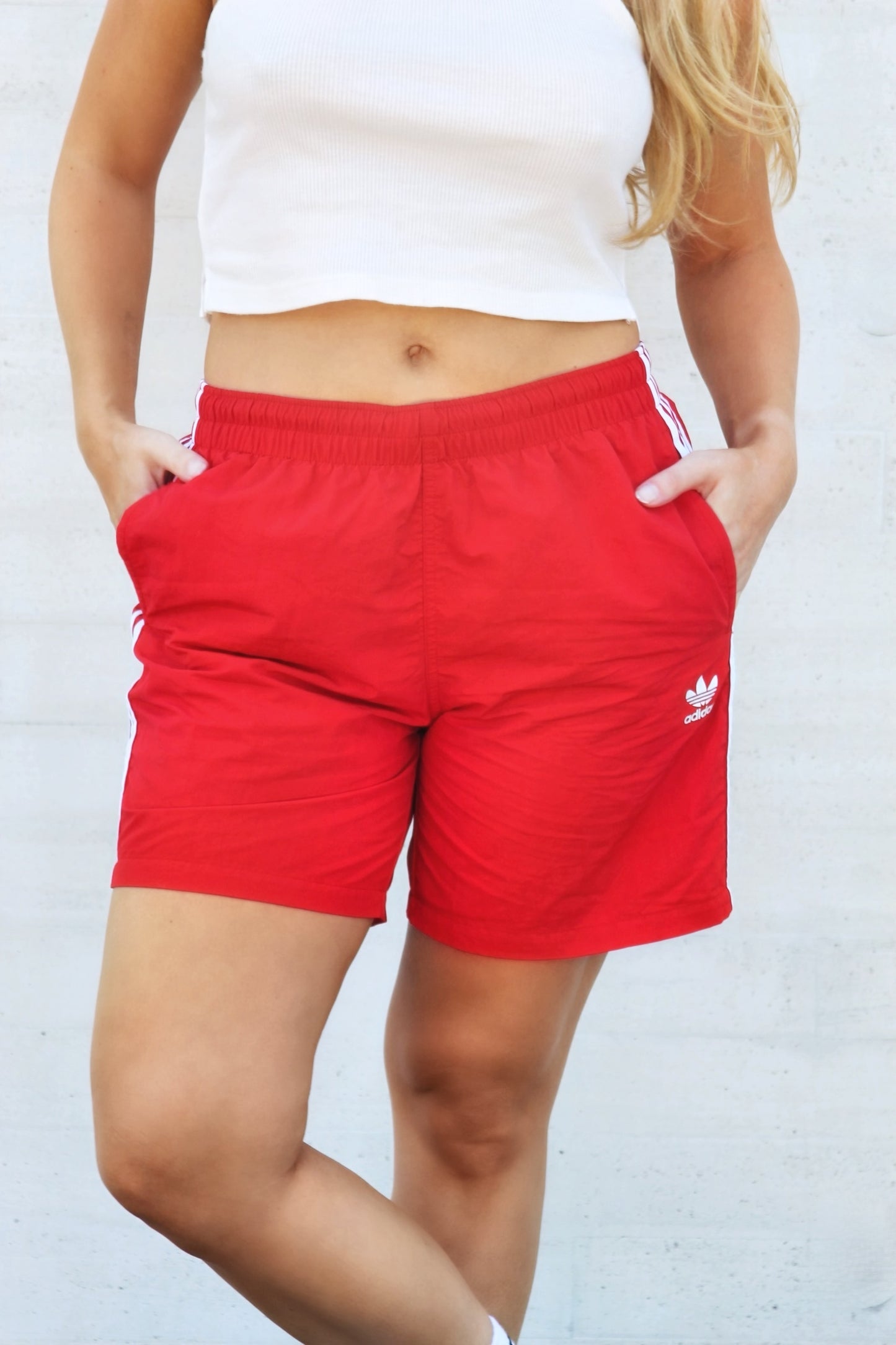 ADIDAS boyfriend-fit athletic shorts, medium