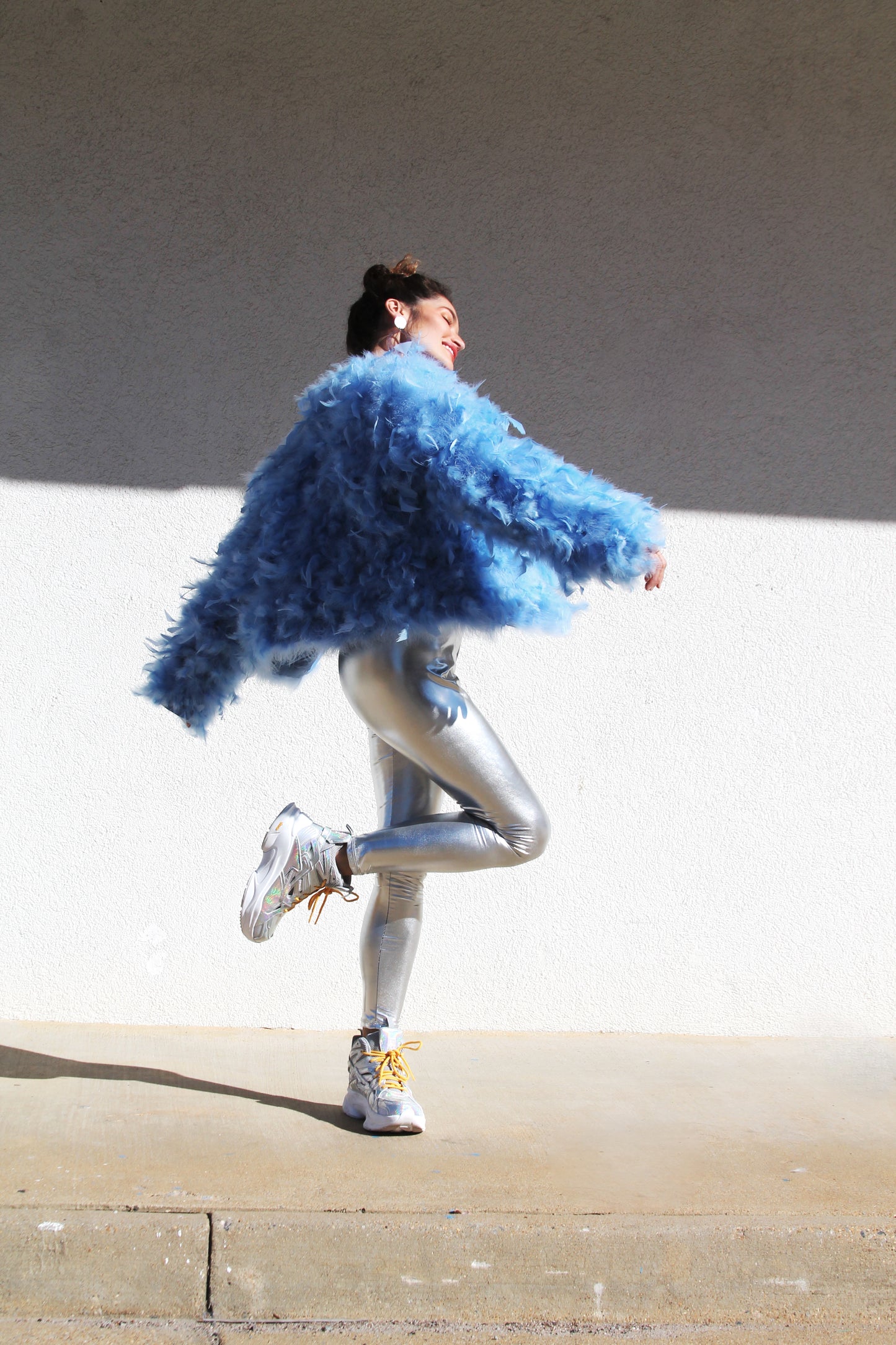 11:11 powder-blue feather coat, medium *GENUINE FEATHERS*