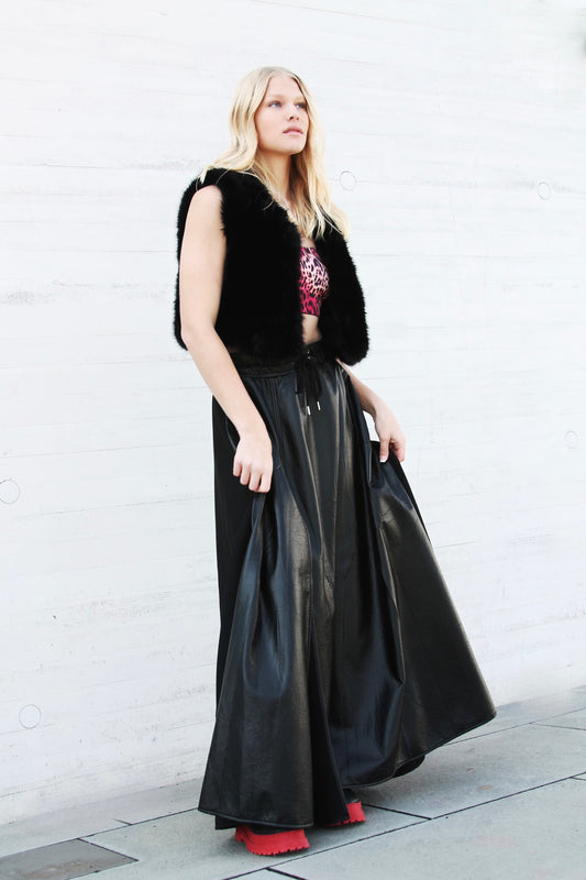 AVANT-GARDE dramatic vegan leather maxi skirt, XL