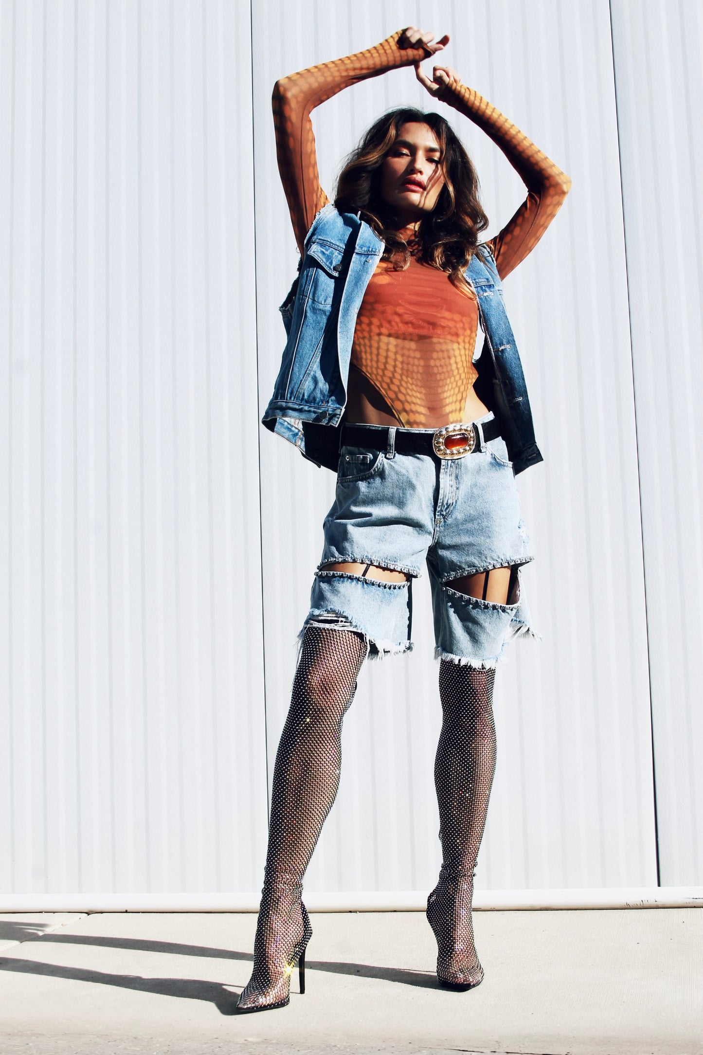 EMPOWER hand painted denim vest, large *FOXY FABLE ORIGINAL + FOXY FAVE + VINTAGE >> medium wash