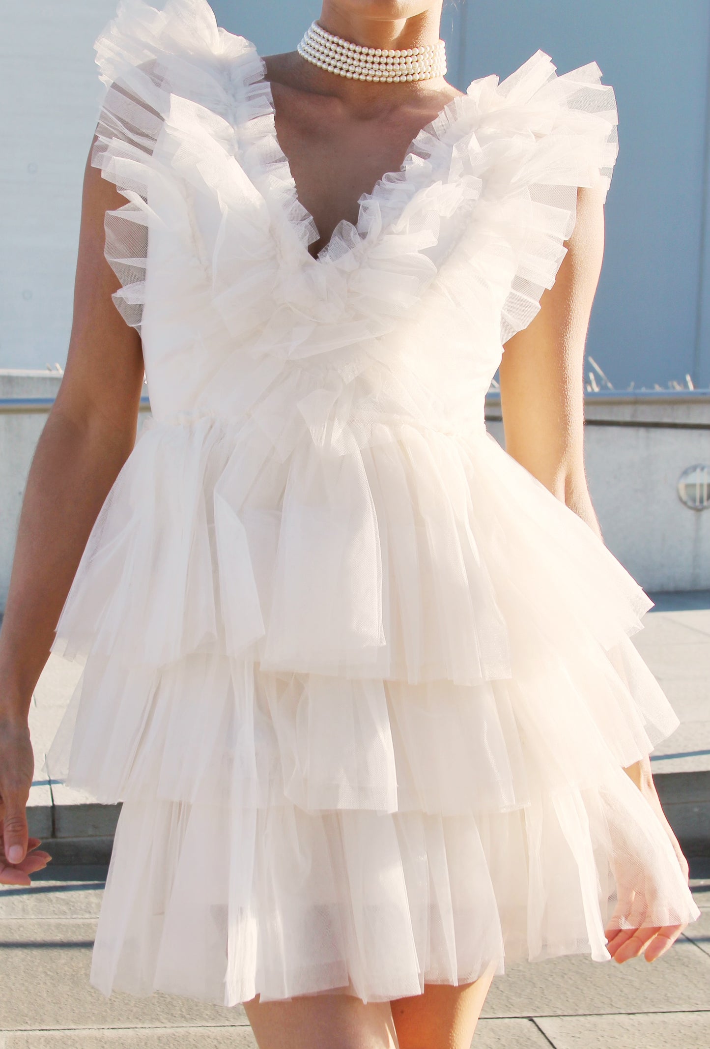 ACT 1 tiered ruffle + tulle dramatic balletcore mini dress, small *STEVE MADDEN*