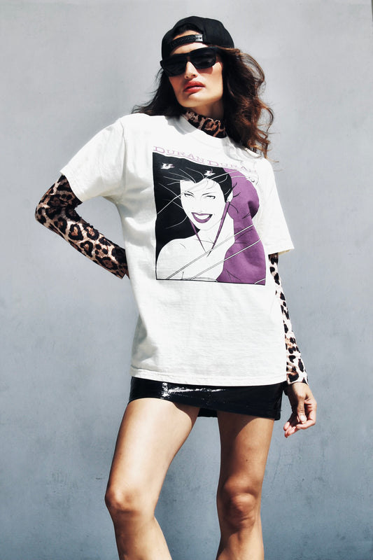 DURAN DURAN retro band graphic tee, medium >> cream + black + purple