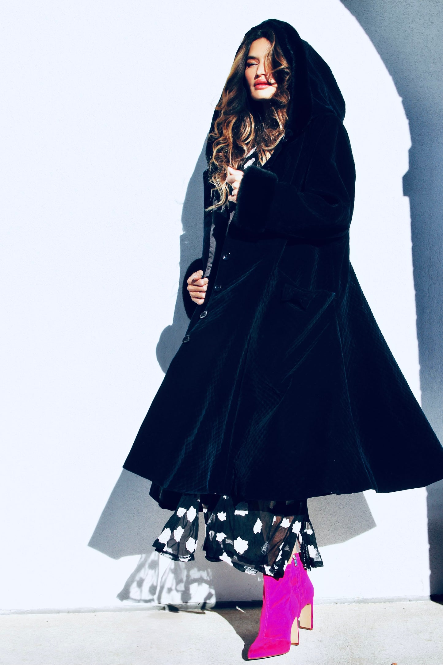 NIGHTFALL quilted velvet coat, medium *TRUE VINTAGE* >> midnight blue