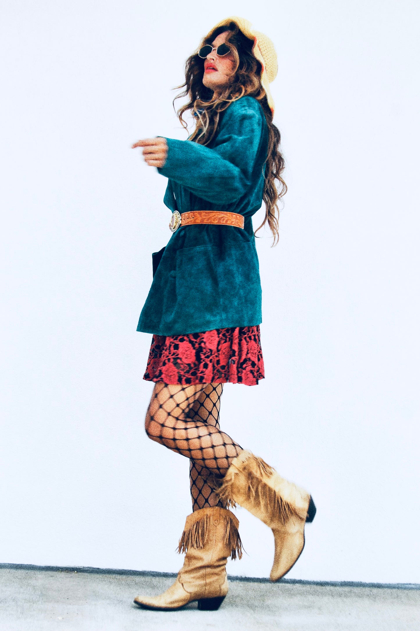 NEVER NONCHALANT suede jacket, medium *TRUE VINTAGE + GENUINE LEATHER* >> teal gem tone