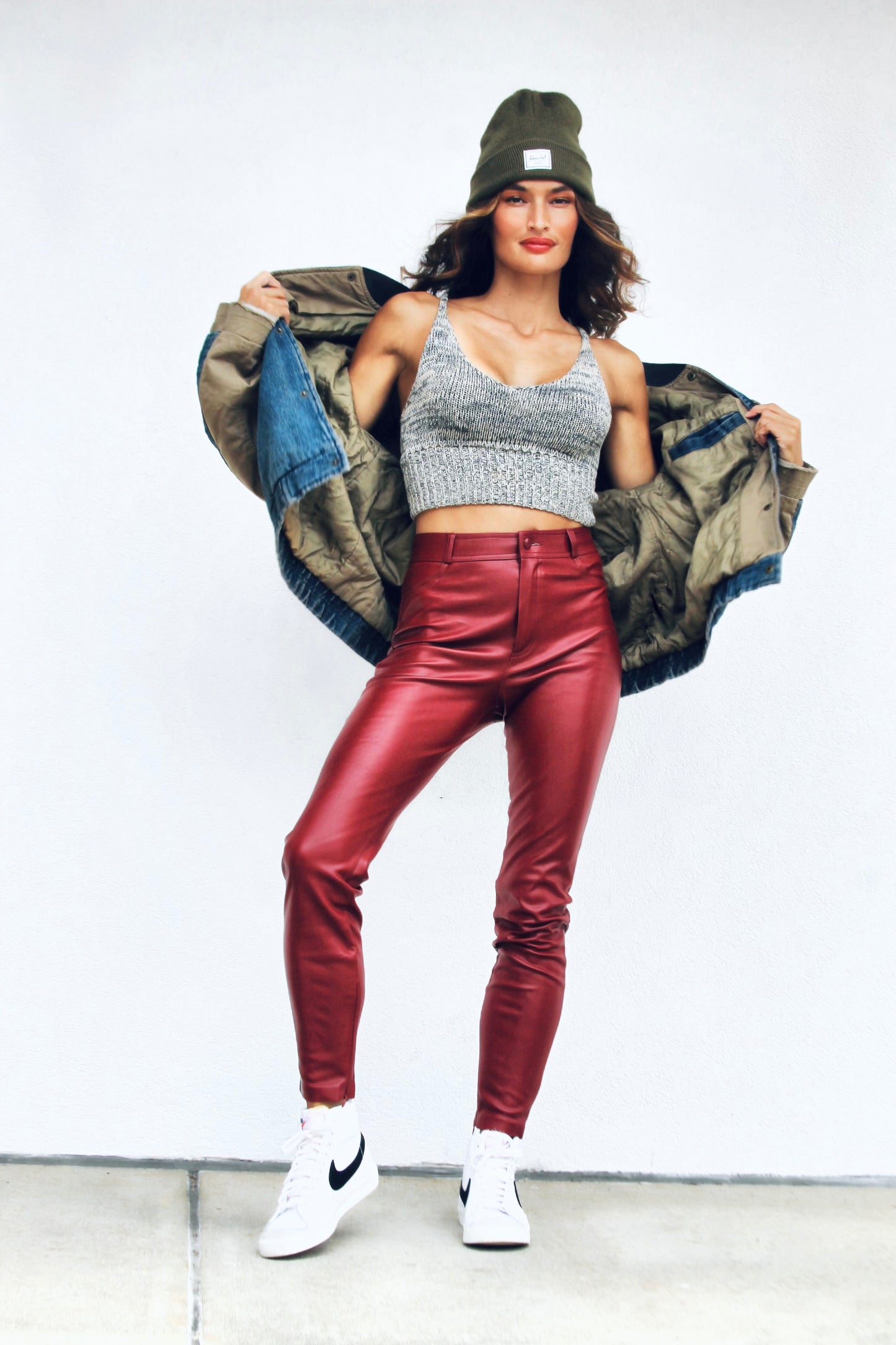 IN IT TO WIN IT stadium bomber + denim jacket, large (fits like a 2XL) *VINTAGE* >> dark wash + olive