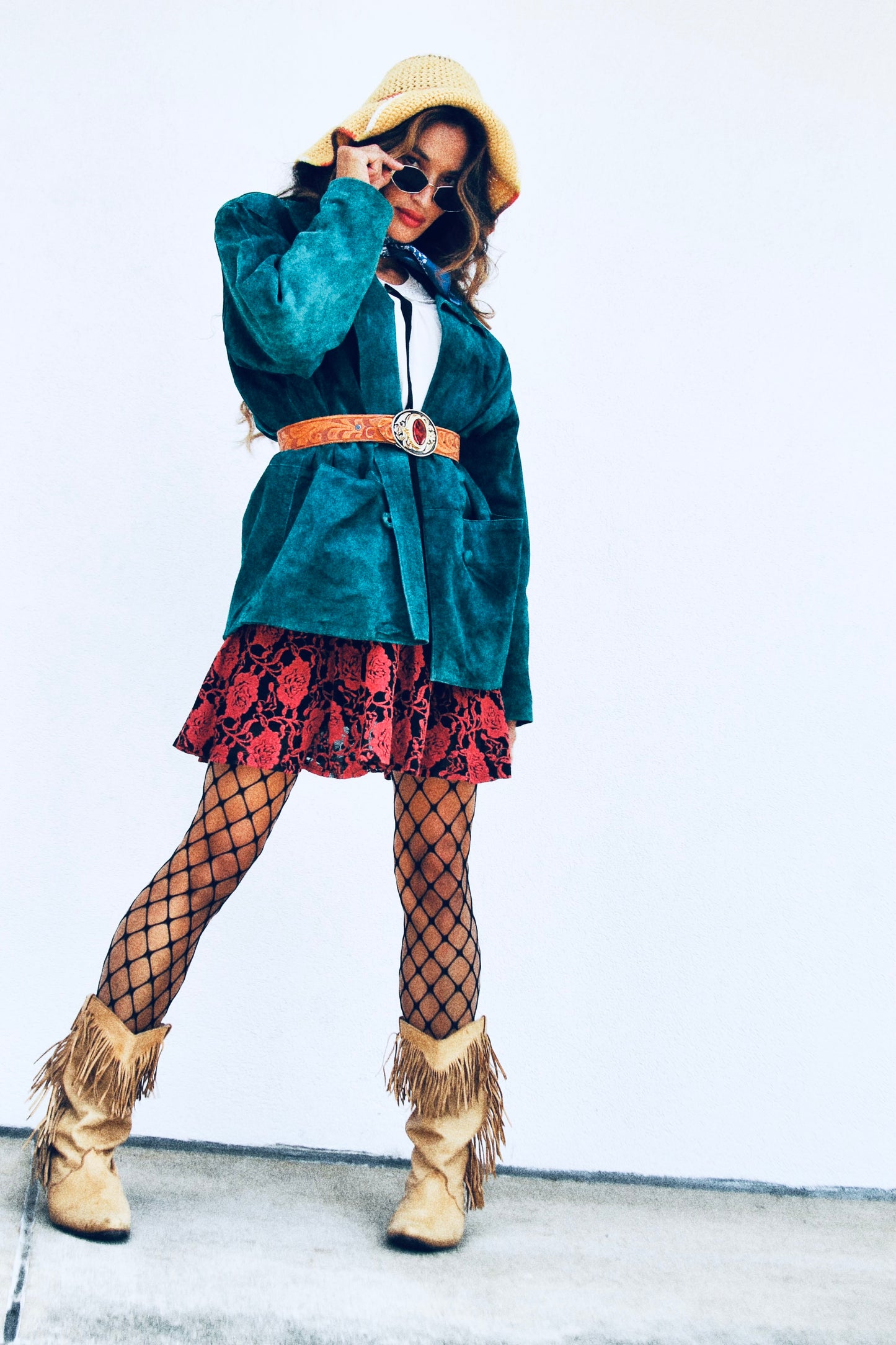 NEVER NONCHALANT suede jacket, medium *TRUE VINTAGE + GENUINE LEATHER* >> teal gem tone