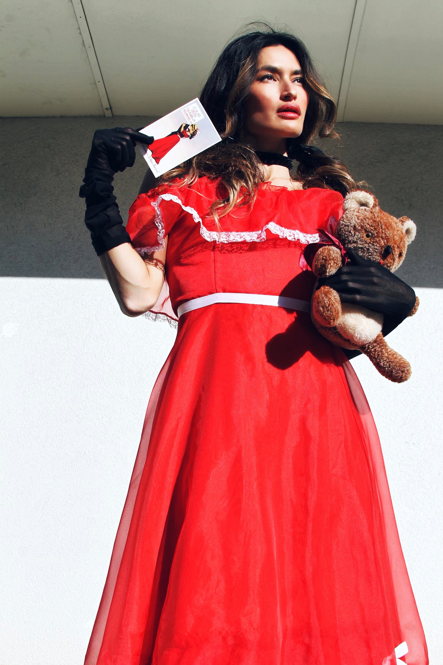ROSES ARE RED off the shoulder midi dress *TRUE VINTAGE + FOXY FAVE* XS>> red + white accents