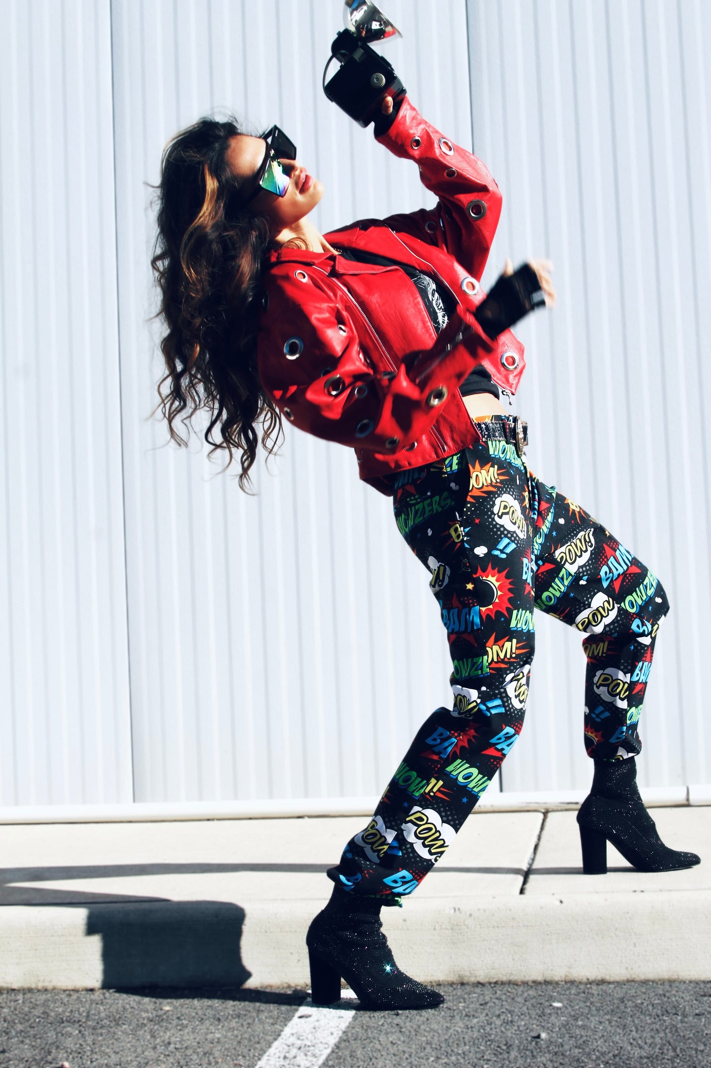 YOUNG AND RECKLESS leather moto jacket *VINTAGE + 100% GENUINE LEATHER* >> candy apple red