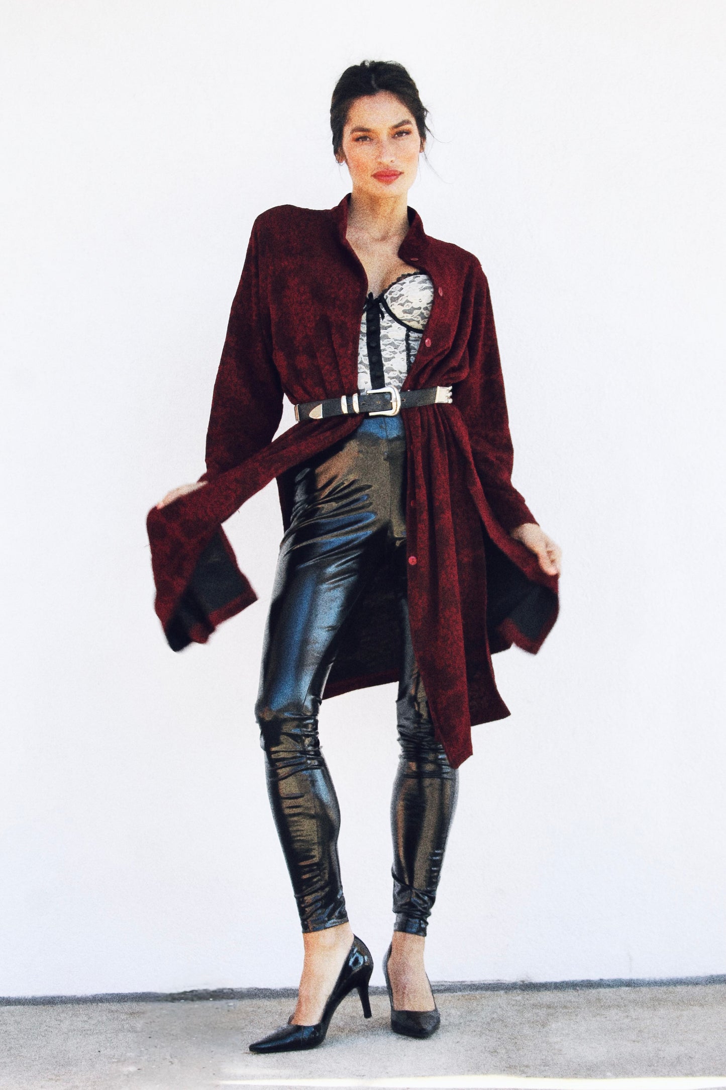 NOCTURNAL ROUGE midi length cardigan, size 0 *VINTAGE* >> blood red