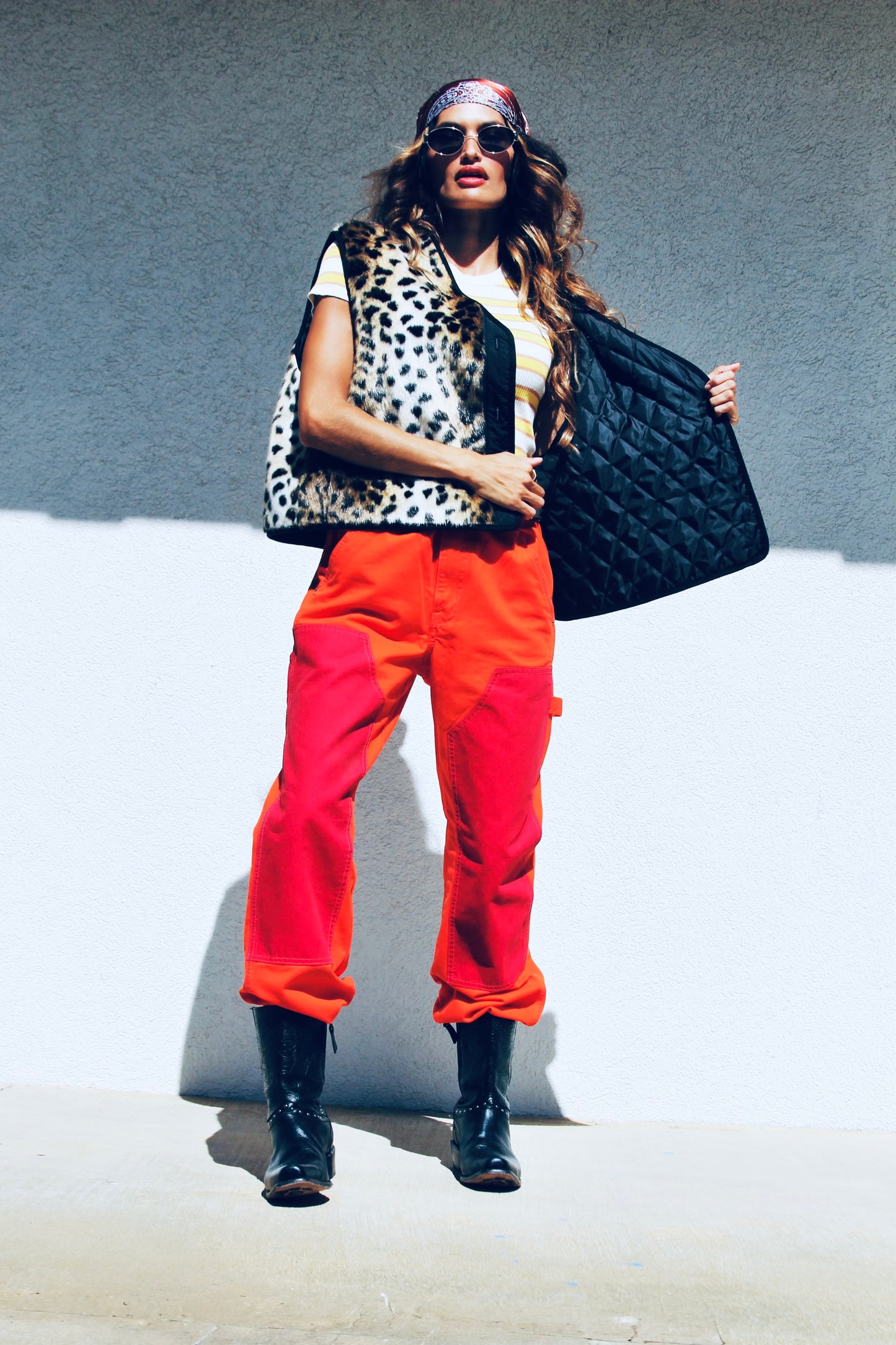 FERAL FELINE faux fur leopard vest, large *FOXY FAVE + ASOS*