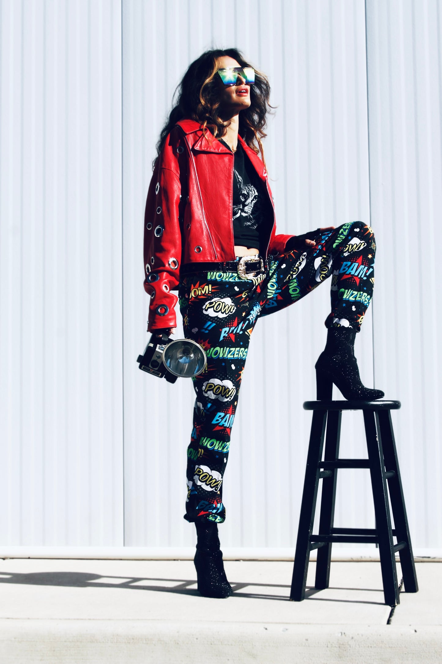 YOUNG AND RECKLESS leather moto jacket *VINTAGE + 100% GENUINE LEATHER* >> candy apple red