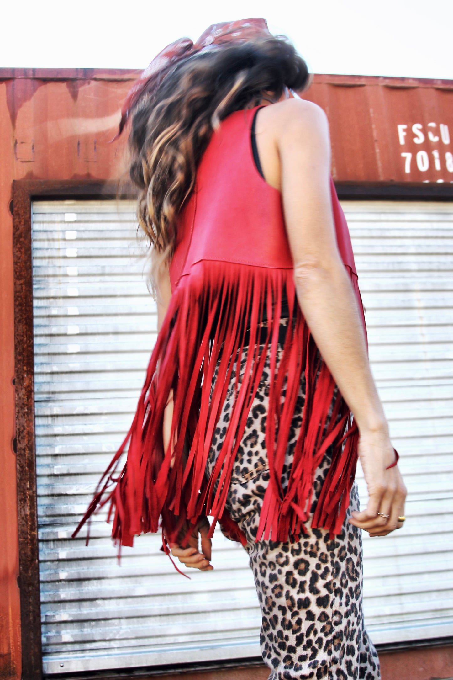 FRINGE ‘N’ FURIOUS suede + fringe vest *HANDMADE IN THE USA + 100% LEATHER* >> scarlet red