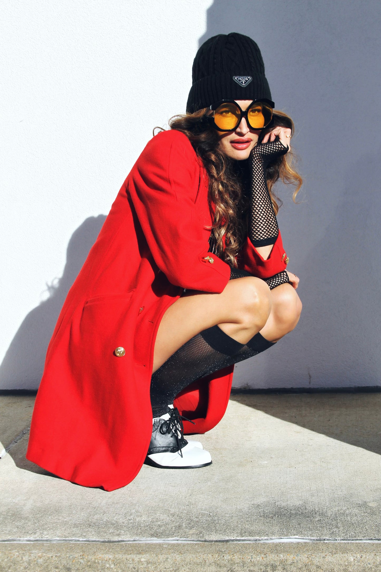 SCARLET STARLET double breasted peacoat, size 10 *TRUE VINTAGE* >> candy apple red