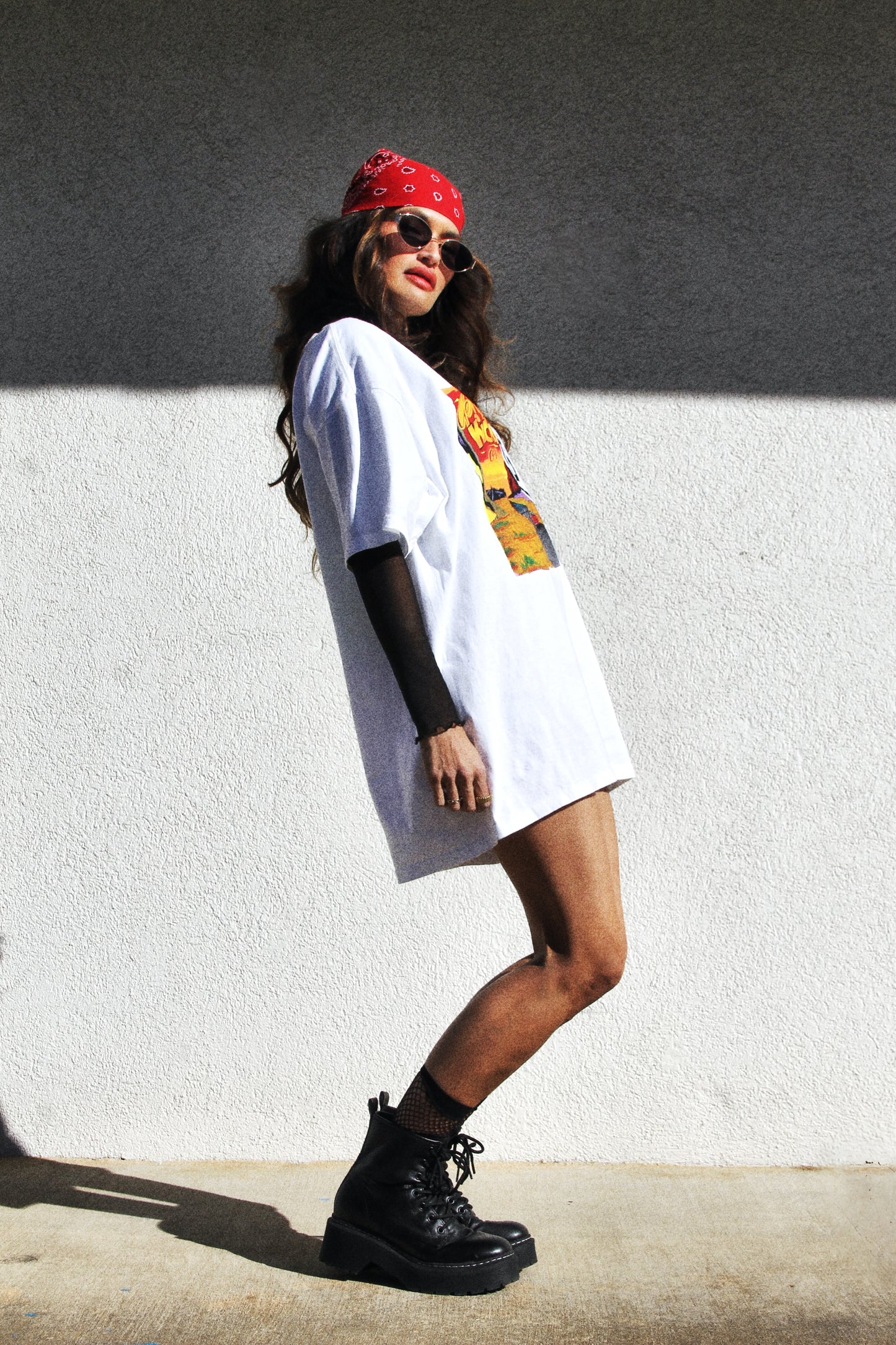 ROUTE 66 oversized graphic-t, XL *VINTAGE* >> white