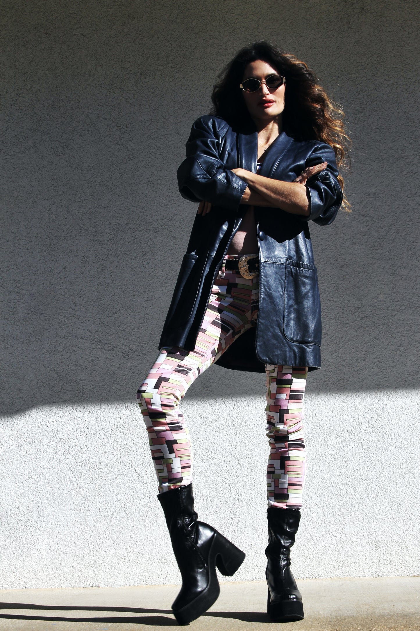 REBEL RAIN 100% blue leather blazer, size small *TRUE VINTAGE + GENUINE LEATHER* >> midnight blue