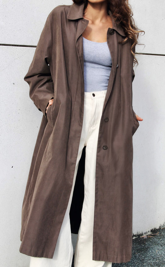 OXFORD NIGHTS trench coat, size 14 *LONDON FOG + TRUE VINTAGE* >> chocolate
