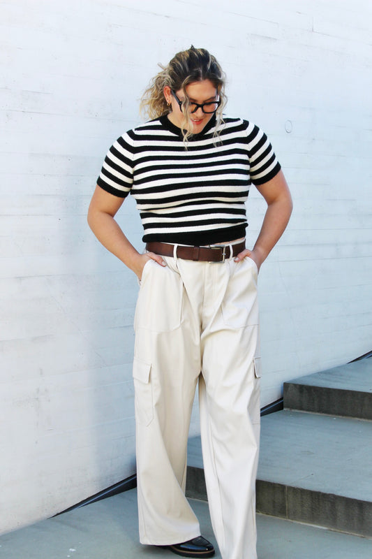 HIGH FREQUENCY faux leather + wide-leg cargo pants, 2XL