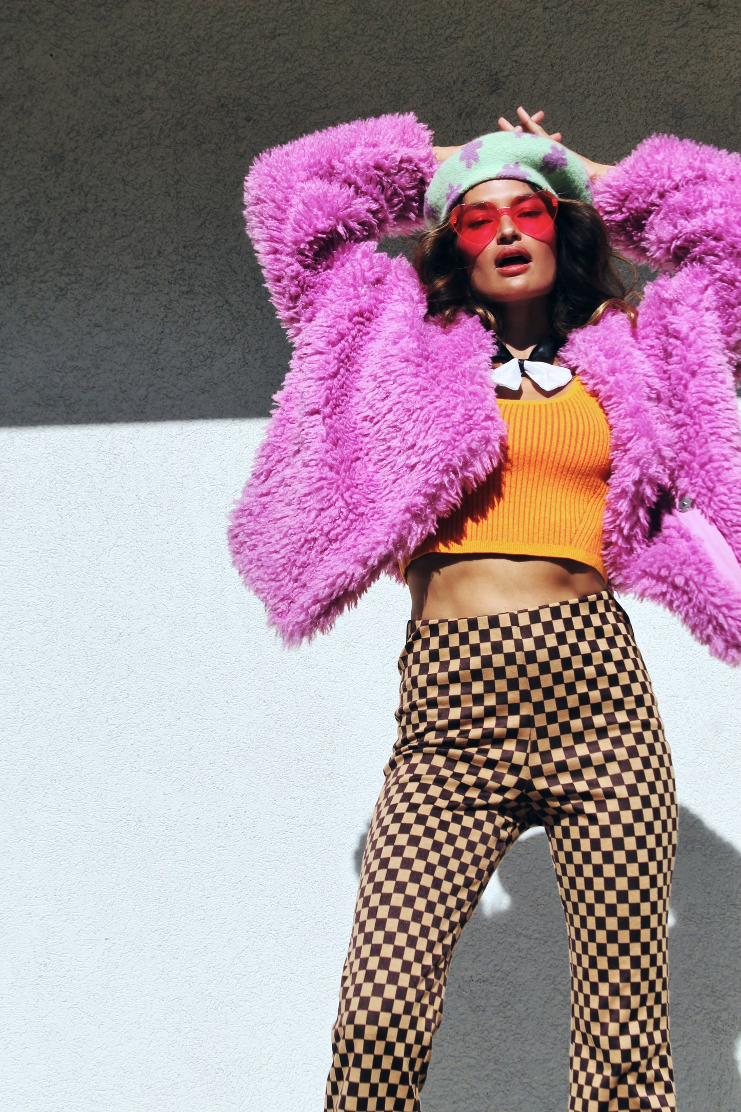 BERRY NAUGHTY OR NICE oversized + cropped shag jacket, medium *FREE PEOPLE* >> wild berry