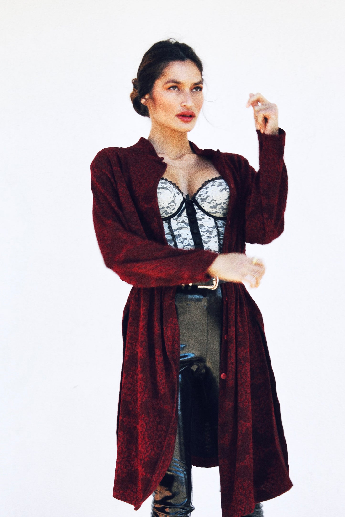 NOCTURNAL ROUGE midi length cardigan, size 0 *VINTAGE* >> blood red