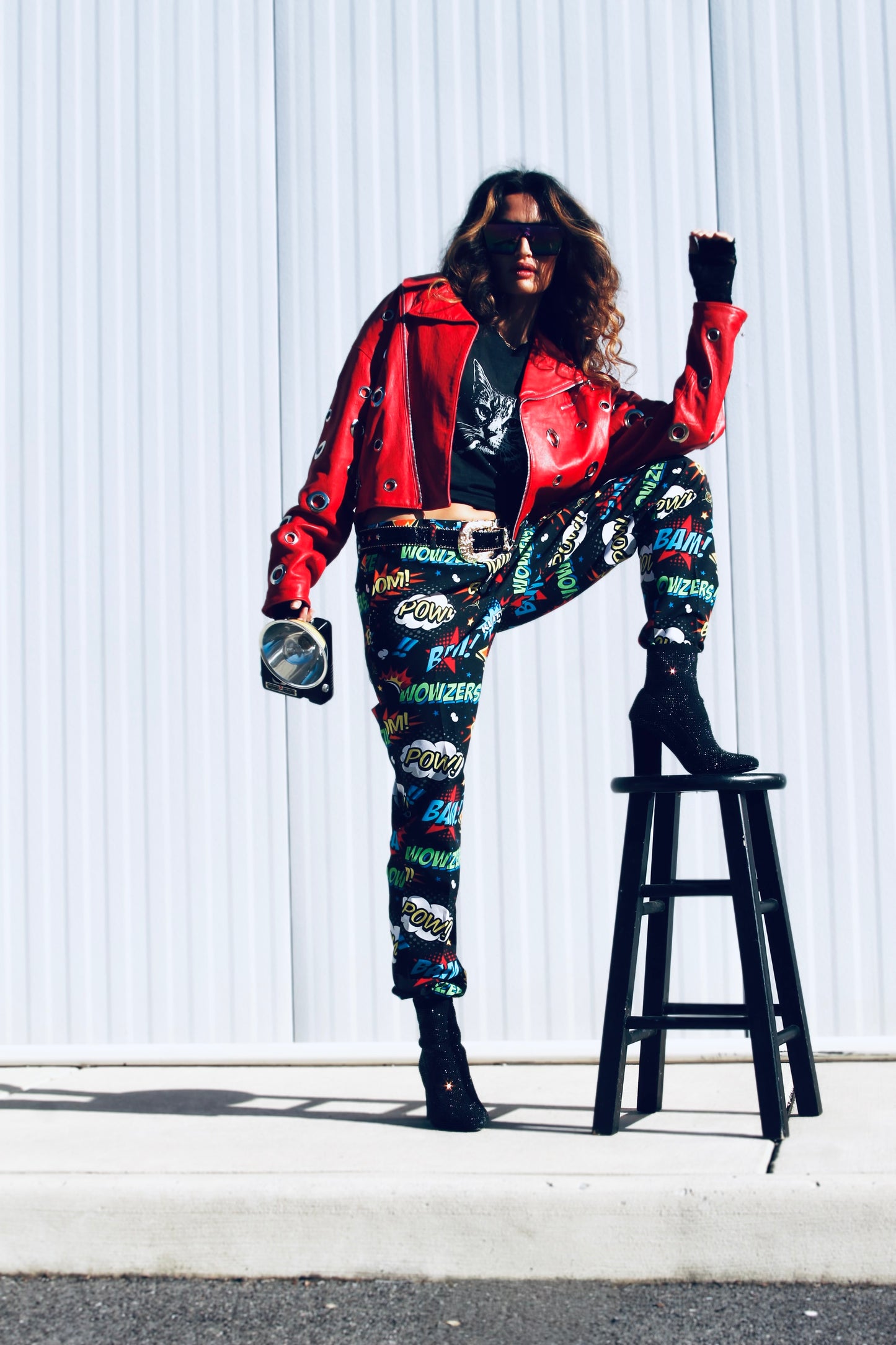 YOUNG AND RECKLESS leather moto jacket *VINTAGE + 100% GENUINE LEATHER* >> candy apple red